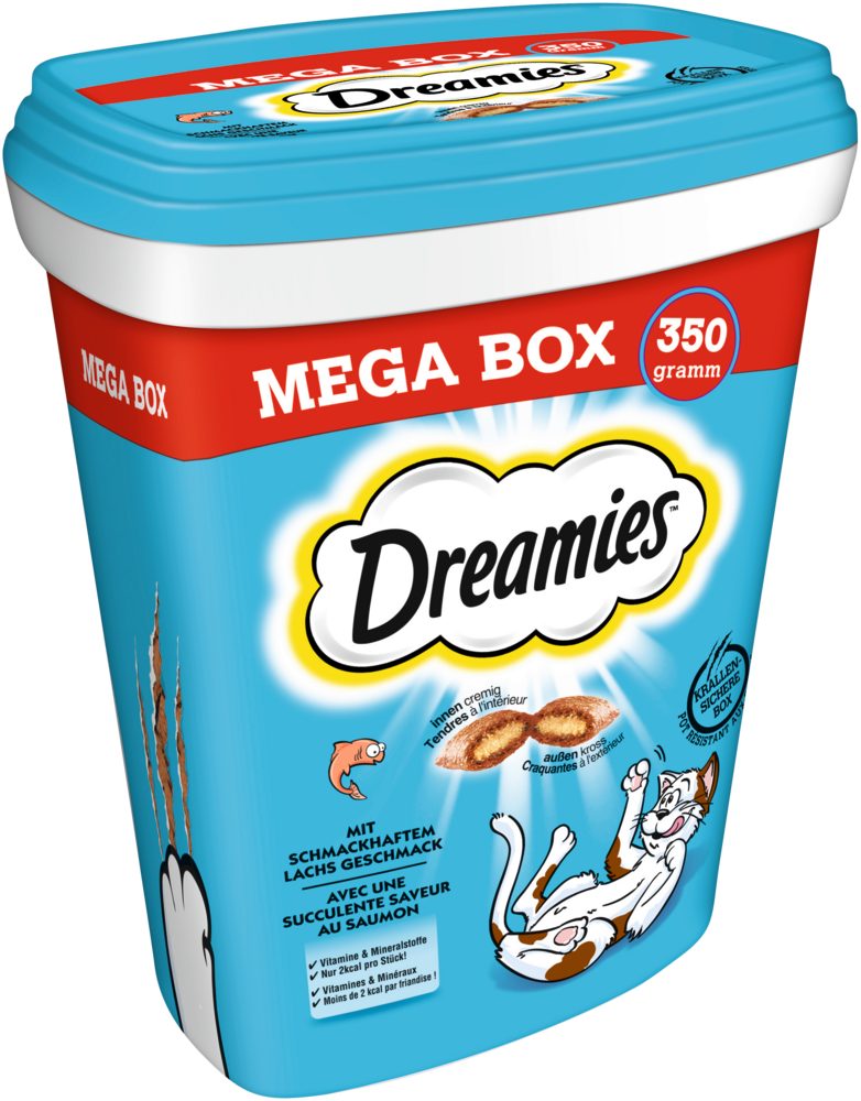 Dreamies DREAMIES™ Box Lachs 2 x 350g, Snack für: Katze
