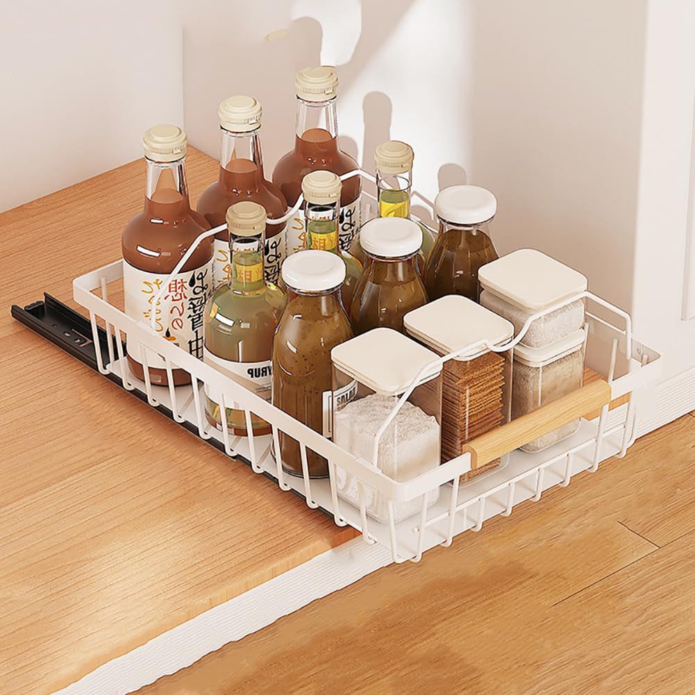 GarveeMore Küchenorganizer-Set Ausziehbarer Schrankorganizer Hochbelastbarer Auszugsschublade