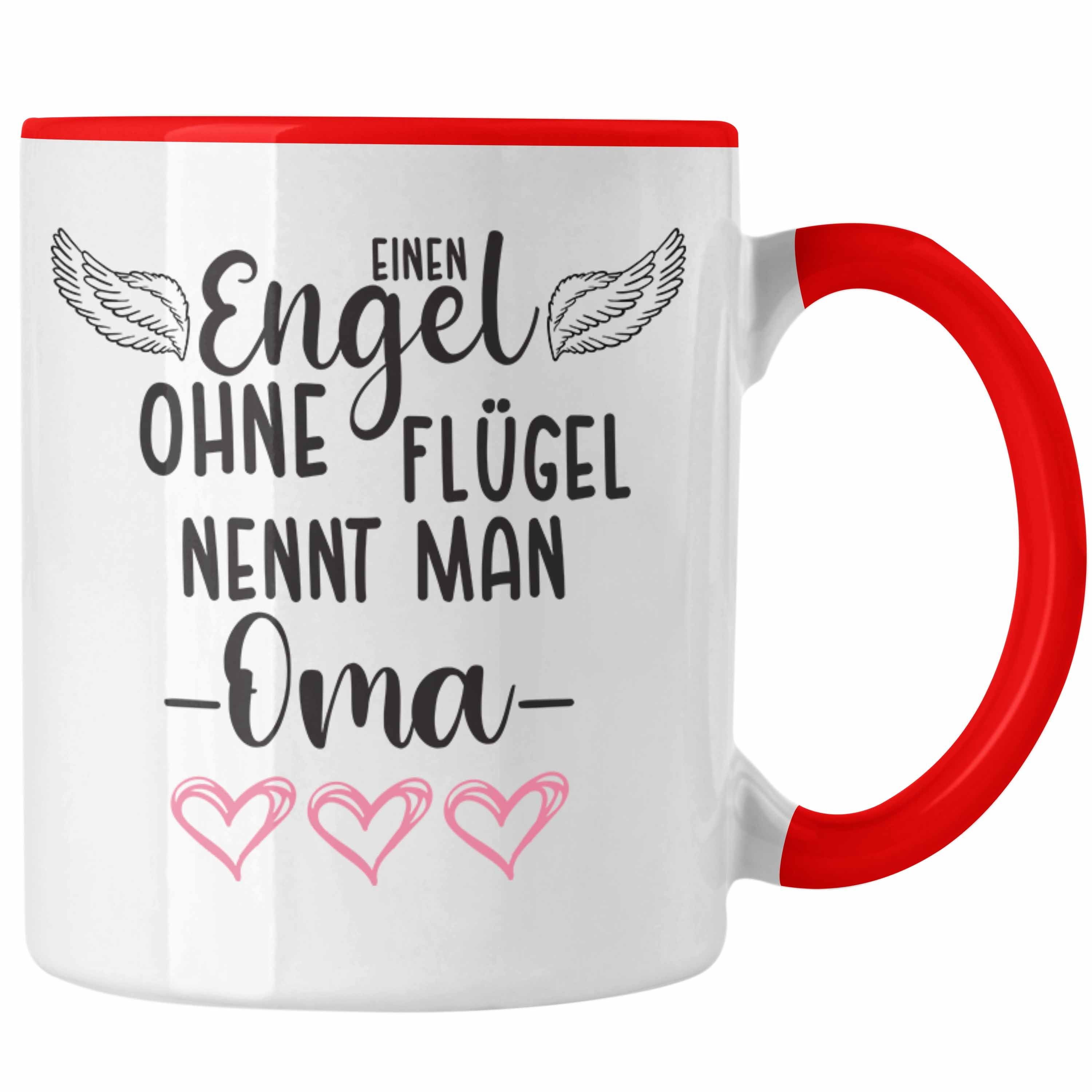 Trendation Tasse Trendation - Einen Engel Ohne Flügel Nennt Man Oma Tasse Geschenk Muttertag Spruch Großmutter Rot