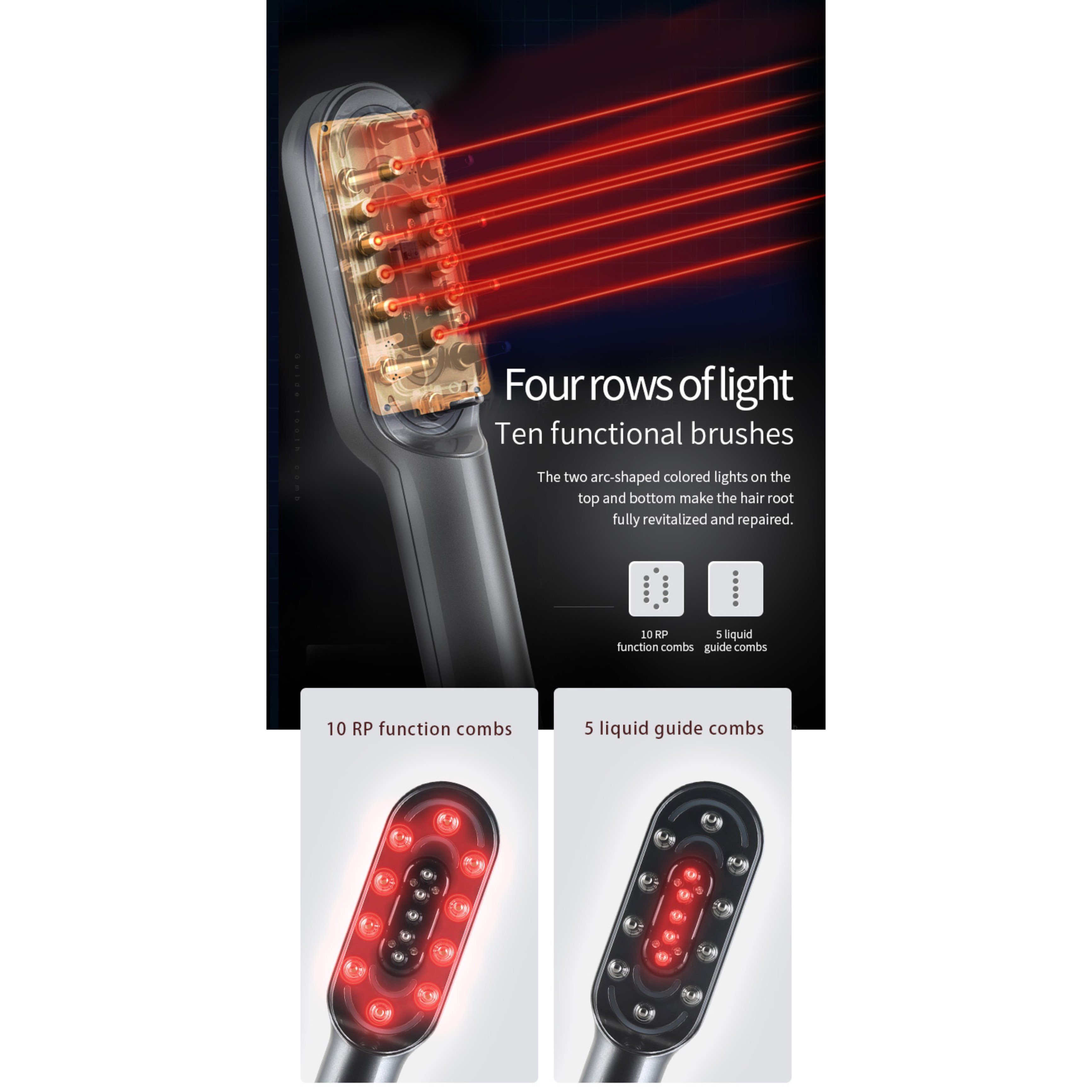 Lalano`S Cosmetics Kosmetikbehandlungsgerät Hair PowerComb, Anti Haarausfall, LED Bürste, Anti-Aging-Gerät, Kopfmassage, Haarwuchskamm, Haarbürste