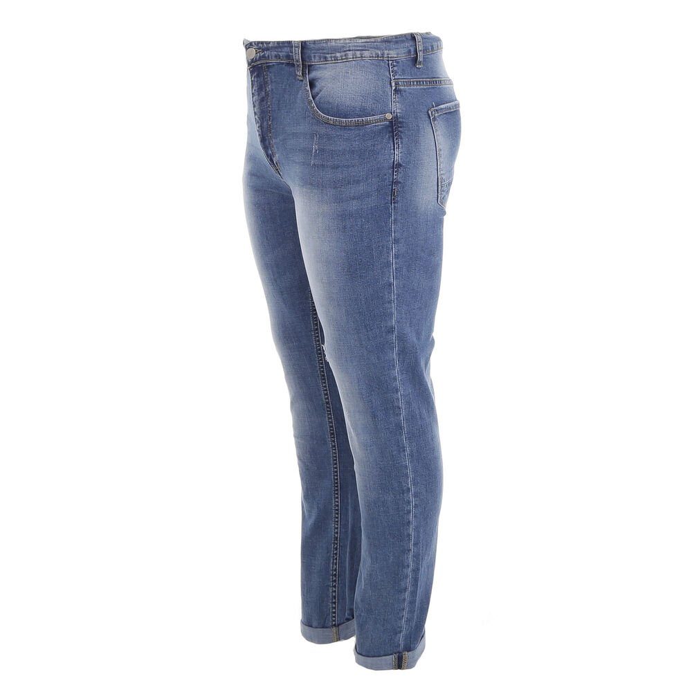 Herren Jeans Ital-Design Stretch-Jeans Herren Freizeit Used-Look Stretch Jeans in Blau