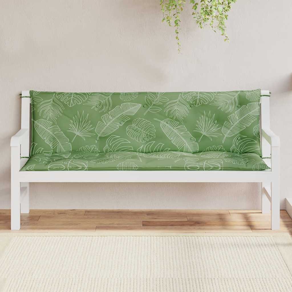 vidaXL Sitzauflage Gartenbank-Auflagen 2 Stk. Blattmuster 150x50x7 cm Stoff, (2 St)