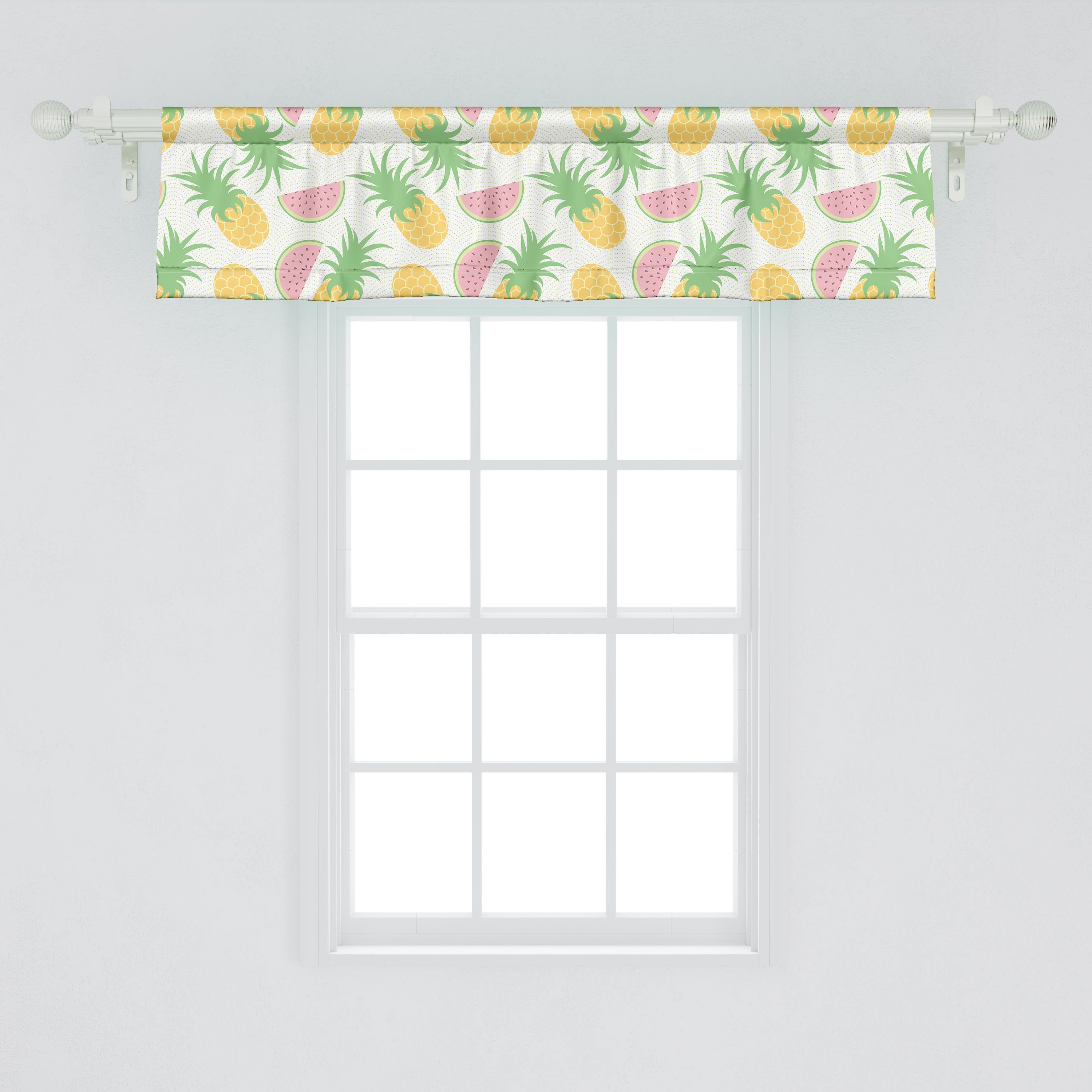 Scheibengardine Vorhang Volant für Microfaser, Küche Abakuhaus, Schlafzimmer Wassermelone und Sommer Stangentasche, mit Punkte Dekor