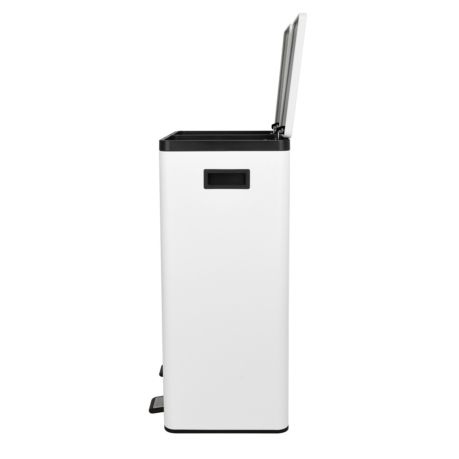 SVITA Mülltrennsystem, Mülleimer, 60L, Softclose-Deckel, Pedal, Weiß