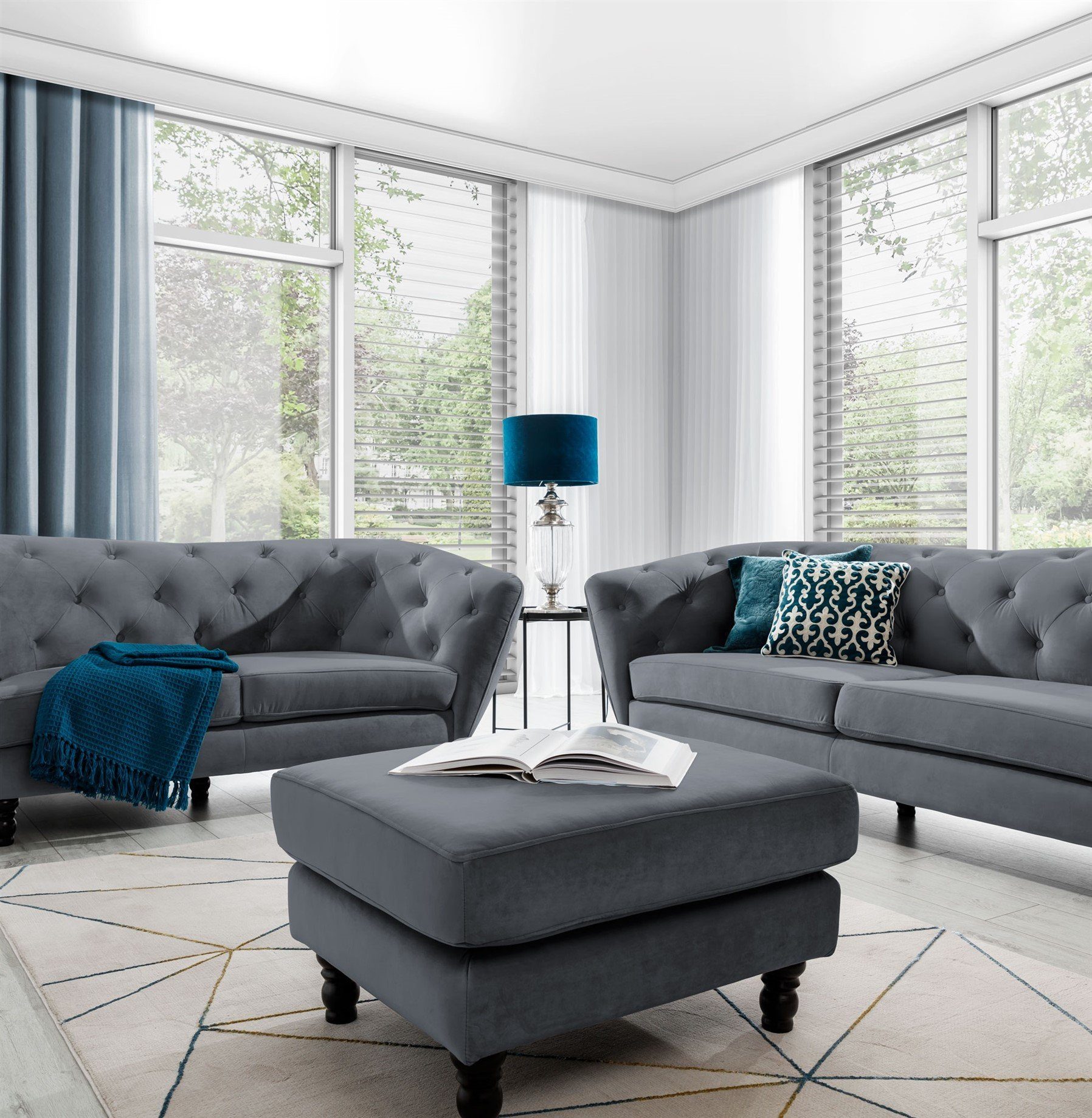 Fun Möbel Polsterhocker Polsterhocker Sitzhocker CHARLOTTE in Stoff Matt Velvet (Sofa Charlotte Hocker Stoff)