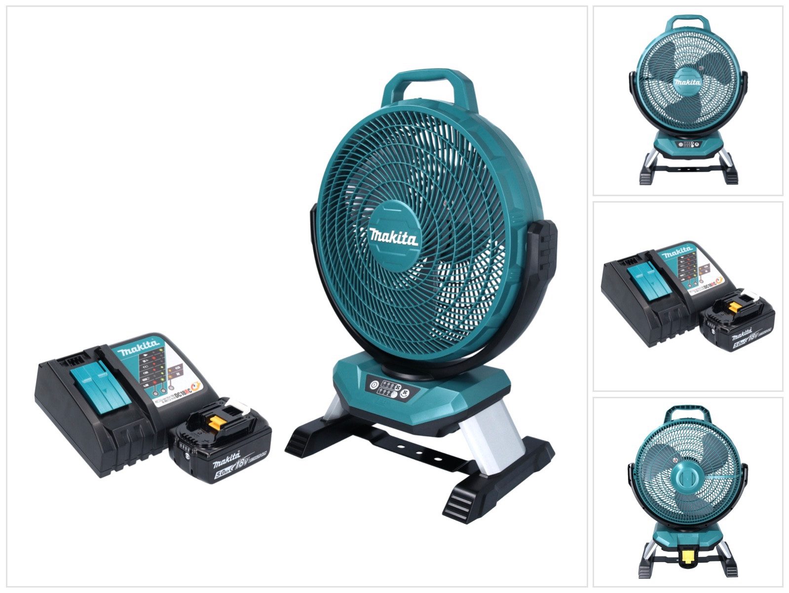 Makita Akku-Standventilator DCF 301 RT1 Akku Ventilator Lüfter 18 V 33 cm + 1x Akku 5,0 Ah + Lade