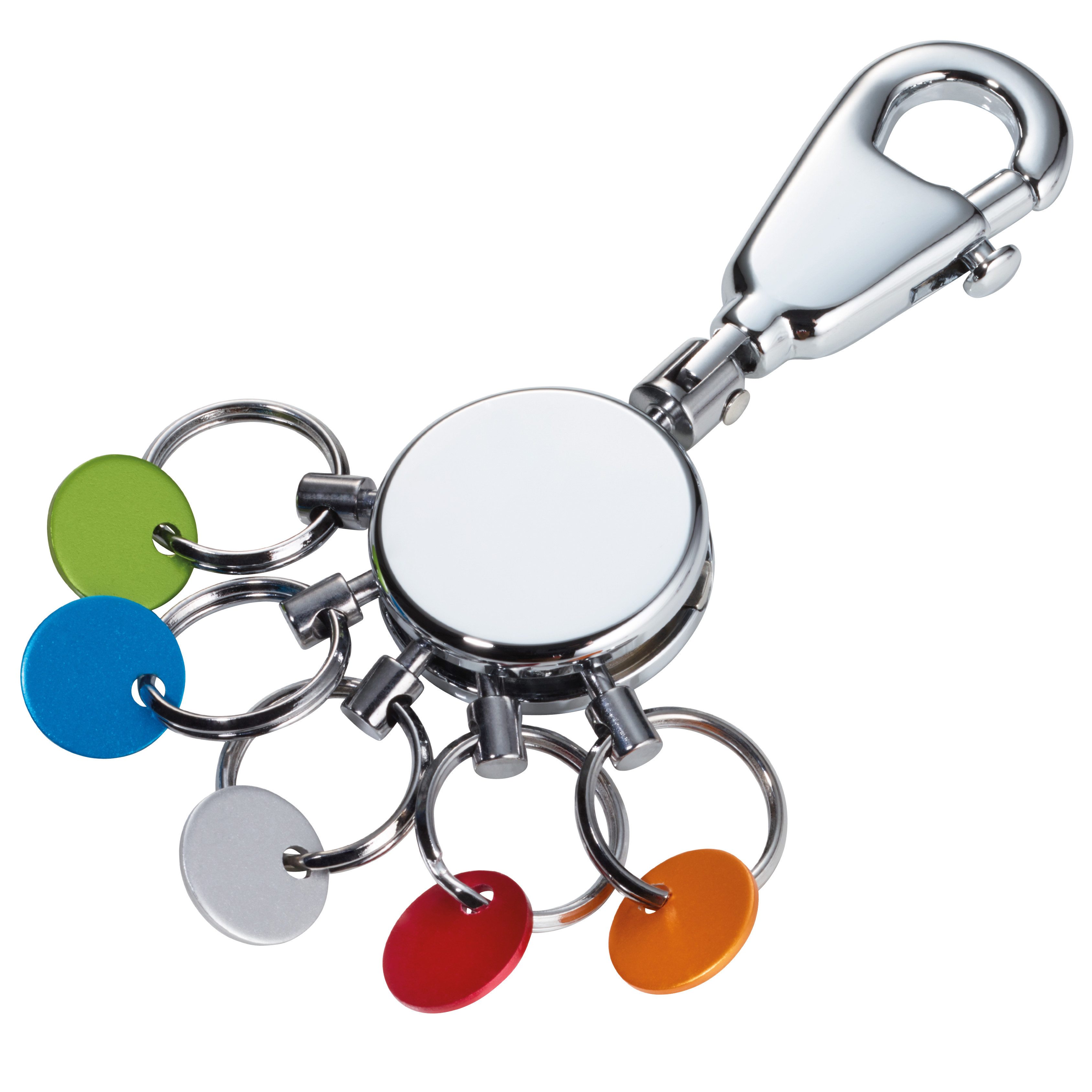 TROIKA Schlüsselanhänger PATENT Colour mit Karabiner & 5 abnehmbaren Ringen, bunte Markierungen, für übersichtliche Schlüsselorganisation mit patentiertem System