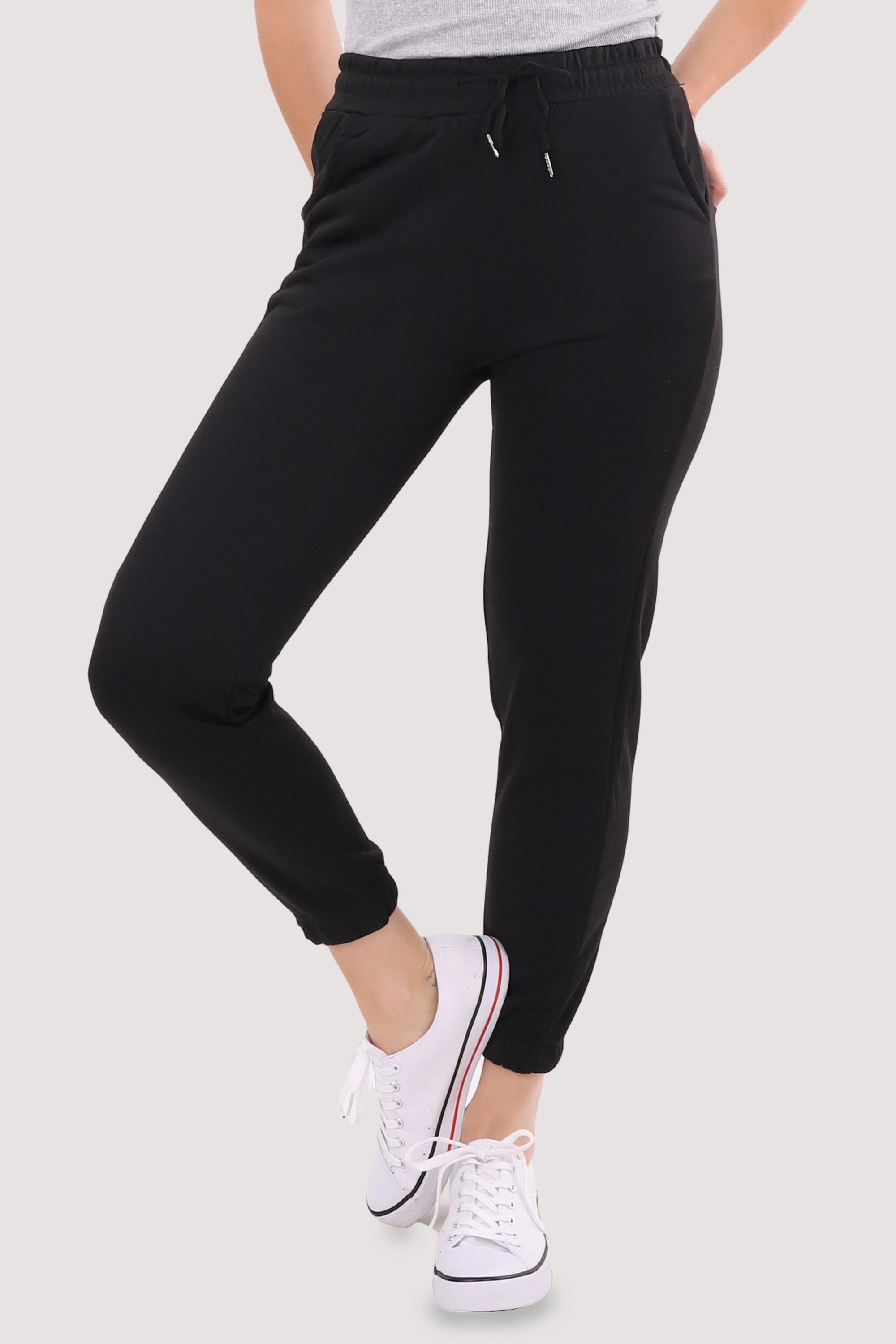 schwarz Slim than C-9681 Jogginghose fashion more Unifarben Sweathose Freizeithose malito Fit