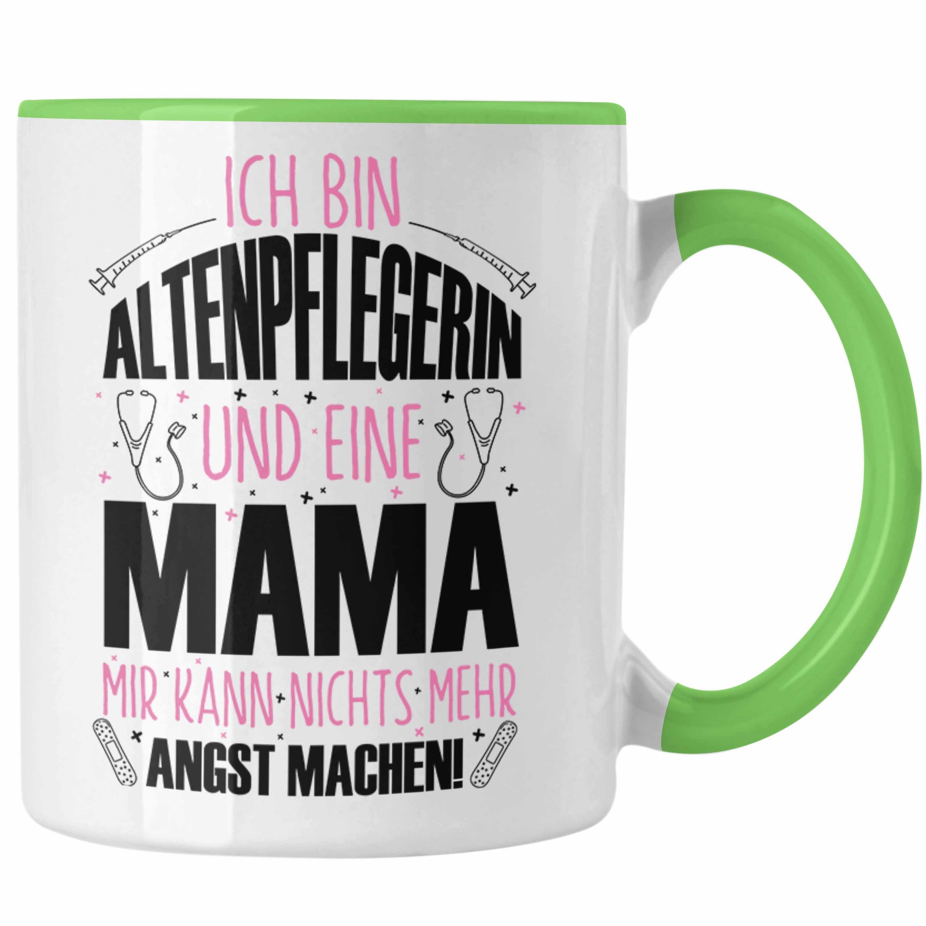 Trendation Tasse Altenpflegerin Tasse Geschenkidee für Mutter Lustiger Spruch Geschenk Grün