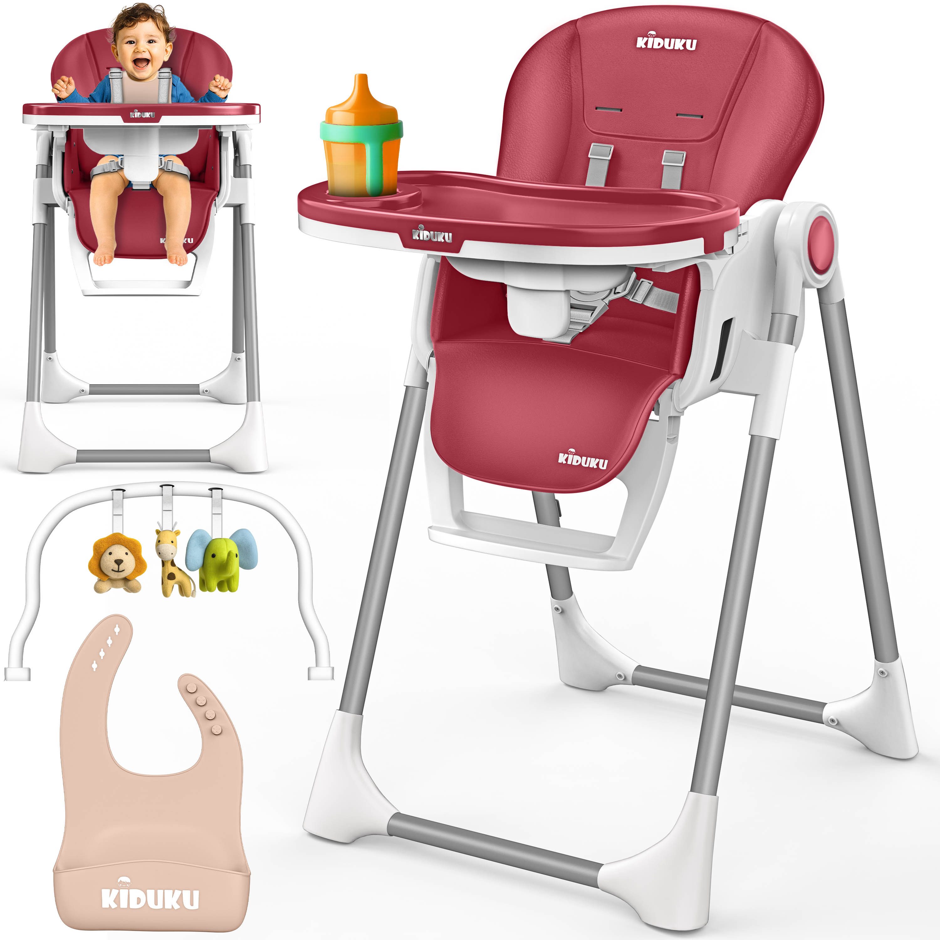 KIDUKU Kinderstuhl Baby 3in1 mit Neugeborenenaufsatz + Lätzchen, Spielbogen günstig online kaufen