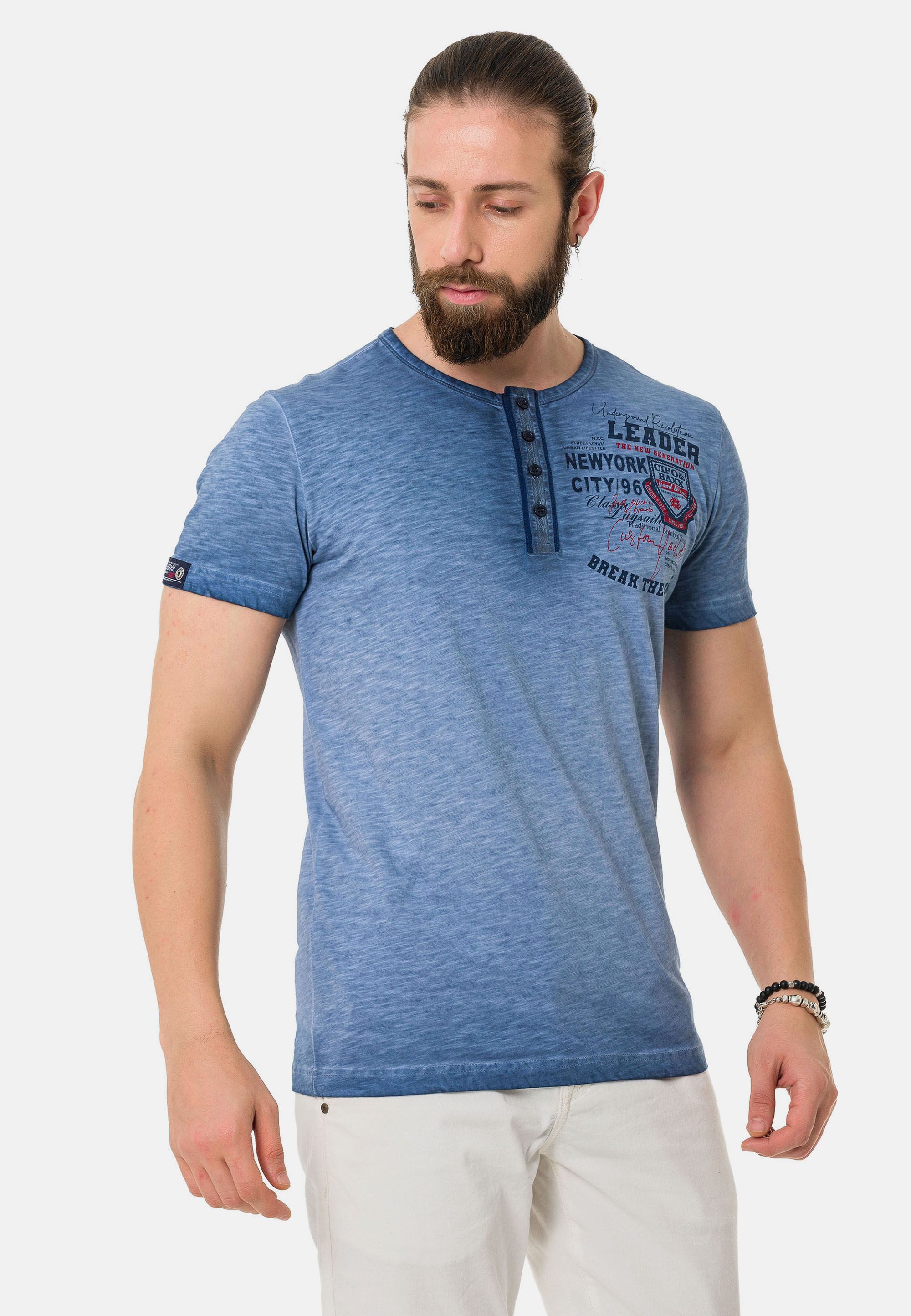Cipo & Baxx T-Shirt T-Shirt mit Knopfleiste