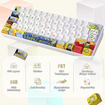 MIHIYIRY AK62 62 Tasten Mechanische Gaming Tastatur (Mit RGB-Hintergrundbeleuchtung Kabelgebundene mit Typ-C-Kabel für Win)