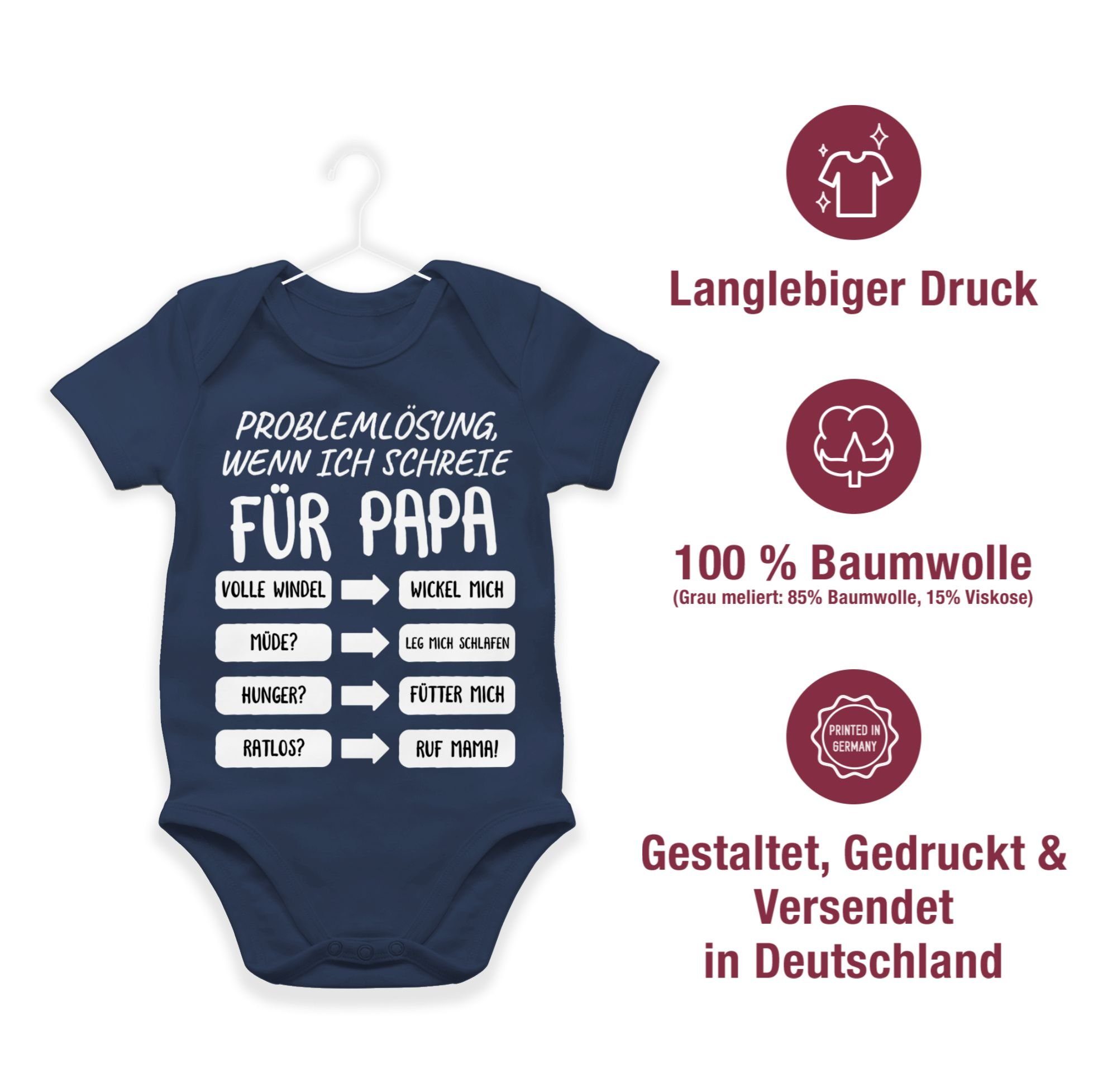 Shirtracer Shirtbody Problemlösung wenn ich schreie für Papa weiß Geschenk Vatertag Baby