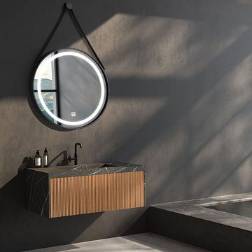 TWSOUL Badspiegel Badezimmerspiegel, Badezimmerspiegel mit LED-Beleuchtung, Rahmen aus Aluminiumlegierung, Explosionsgeschützter Badezimmerspiegel