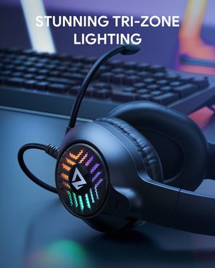 NAIPO Kopfhörer (RGB Gaming Headset 50mm Treiber mit Geräuschunterdrückung)