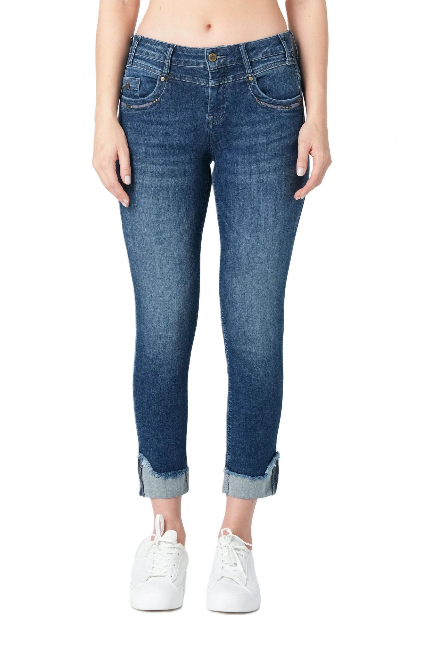 Miracle of Denim Gerade Jeans – Regular Fit mit Destroyed-Effekten und aufgerollten Säumen