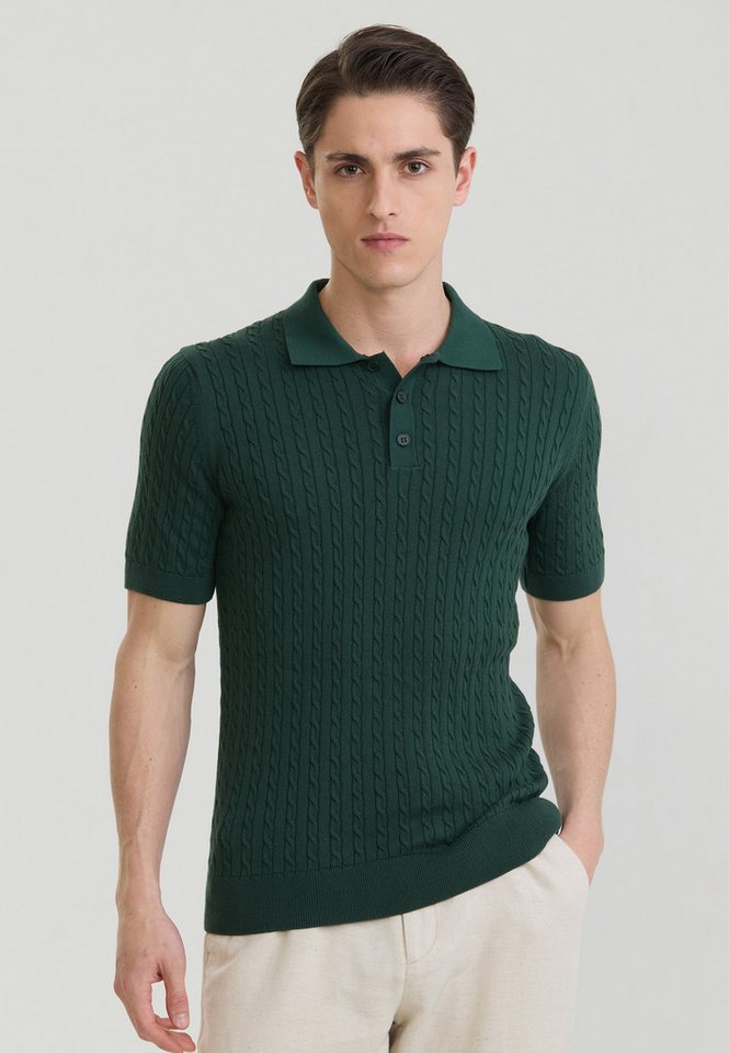 Felix Hardy Poloshirt Polo Shirt Kurzarm mit Zopfmuster