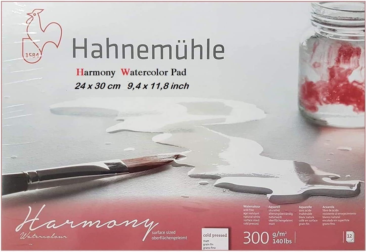 Hahnemühle Aquarellpapier Harmony 24x30cm, 300g/m², 12 Blatt Matt, Cold Pressed