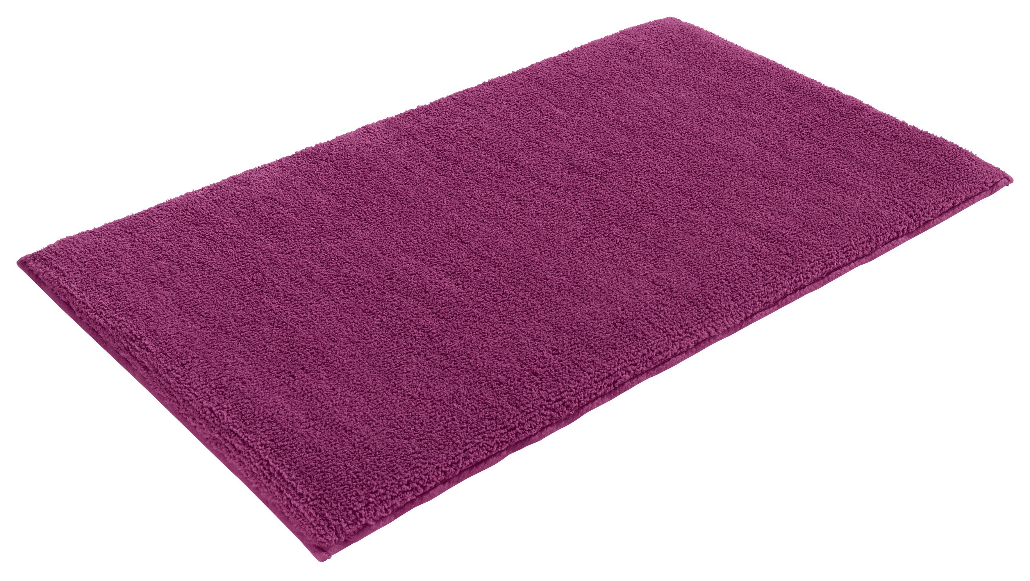 Badematte Vanessa my home, Höhe 10 mm, rutschhemmend beschichtet, fußbodenheizungsgeeignet, schnell trocknend, strapazierfähig, Polyester, rechteckig, Badteppich, weiche Haptik, unifarben beere