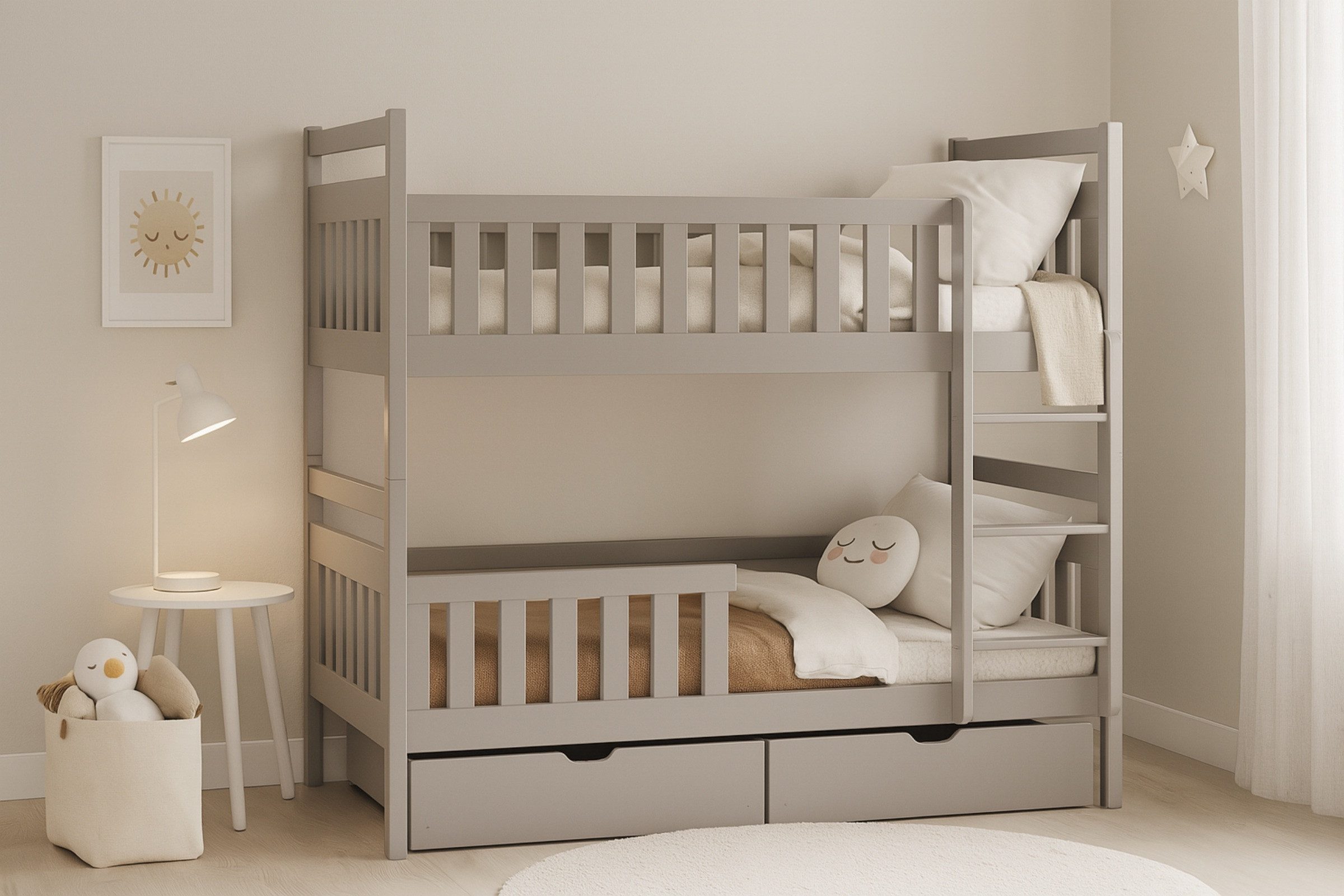 Deine Möbel 24 Etagenbett Kinderbett MICO für 2 Kinder in 90x200, Farben: W günstig online kaufen