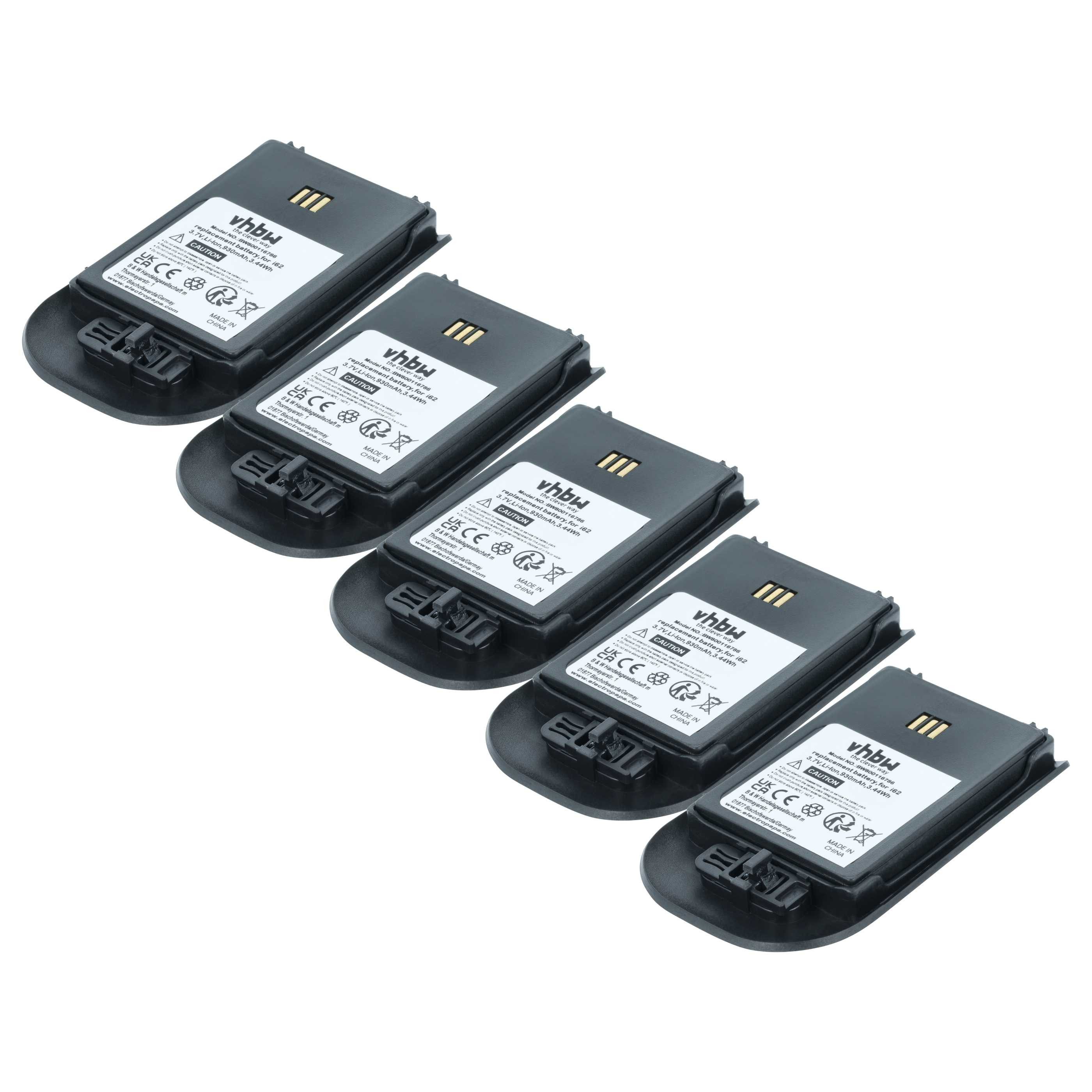 vhbw Ersatz für Ascom RB-D62-L, 600190/2C, 9D62 für Festnetz & DECT (930 mA Akku Akku Li-Ion 930 mAh (3,7 V, 5 St), Leistungsfähige Austausch-Akkus für Telefon, Festnetz oder schnurloses