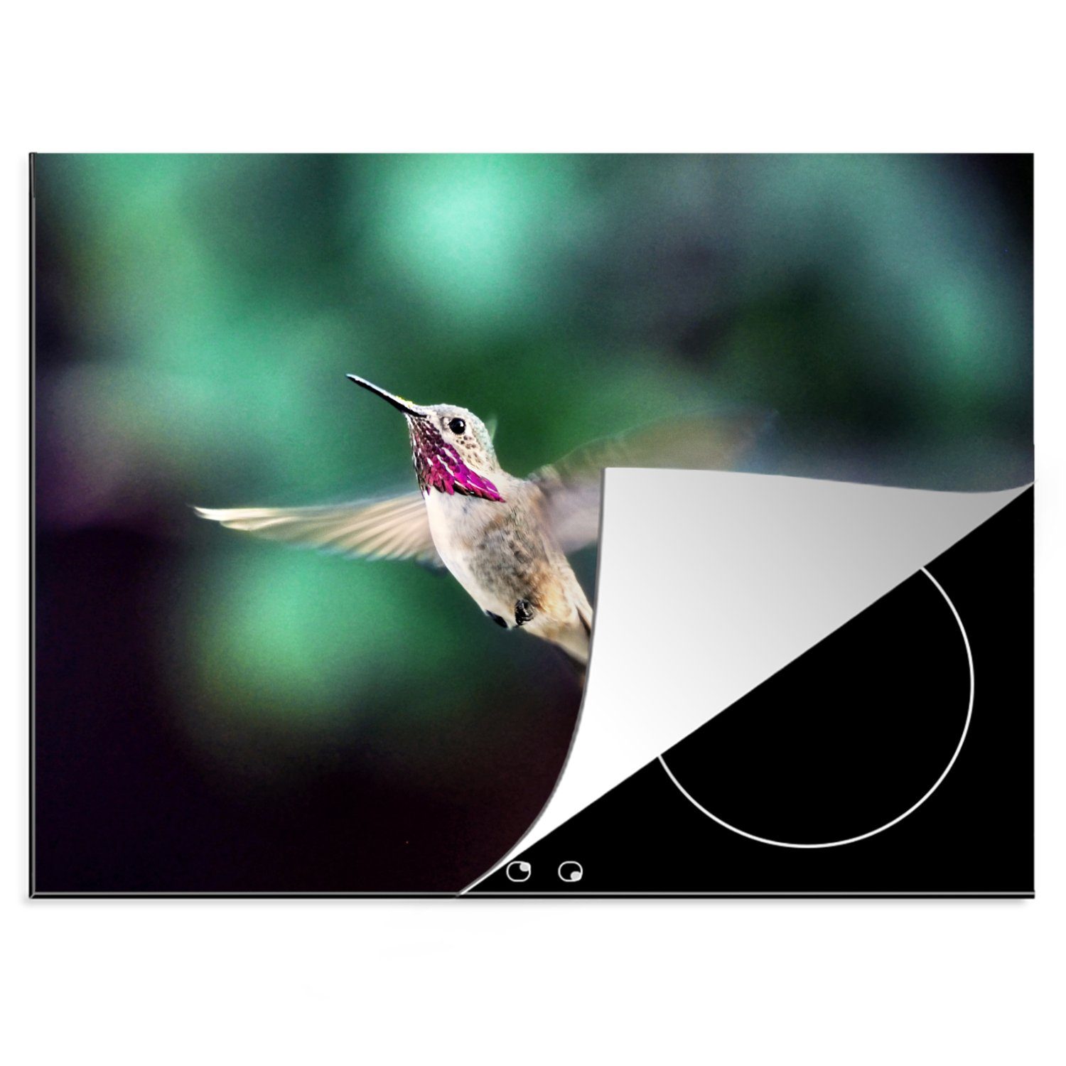 MuchoWow Herdblende-/Abdeckplatte Kolibri - Schwarz, tlg), cm, 70x52 (1 Mobile Ceranfeldabdeckung Vinyl, Arbeitsfläche nutzbar