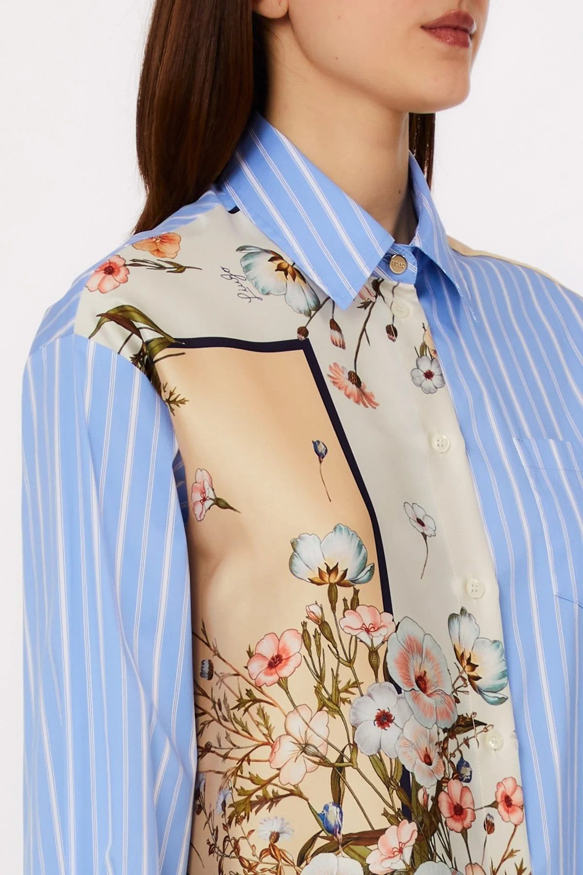 Liu Jo Langarmbluse - Damen Bluse mit Streifen & Blumenprint - Hemdbluse - elegante Statem