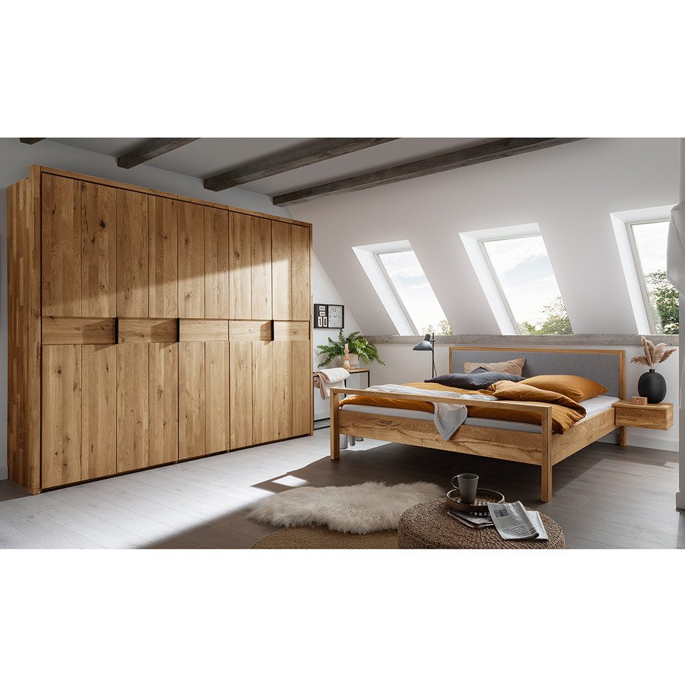 Lomadox Schlafzimmer-Set AVELLINO-137, (Spar-Set, 2-tlg., Bett Nachttische Kleiderschrank), Schlafzimmermöbel mit Bett 160x200 cm Liegefläche modern Eiche