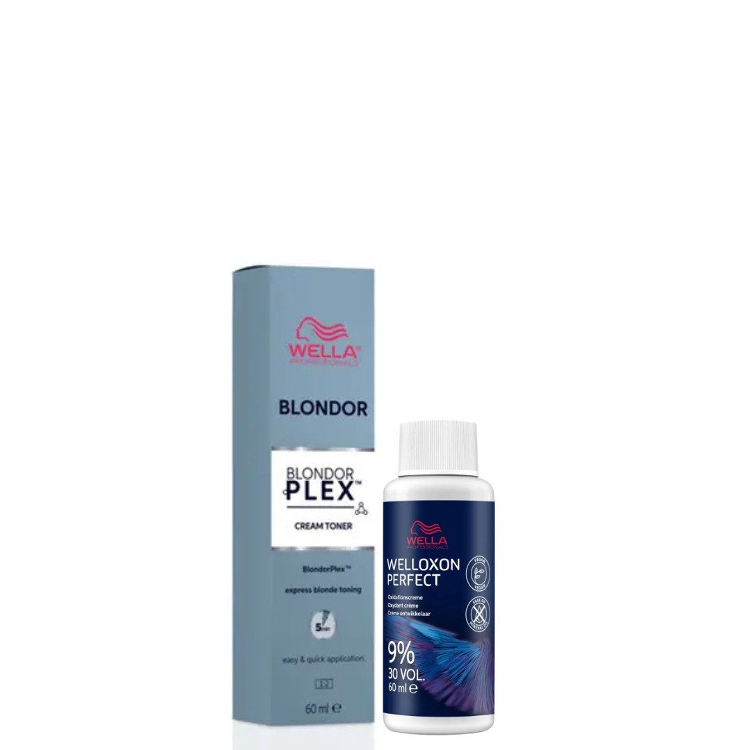 Wella Professionals Blondierpulver Blondor Plex Set - Cream Toner 60 ml + Welloxon Perfect 9% 60 ml