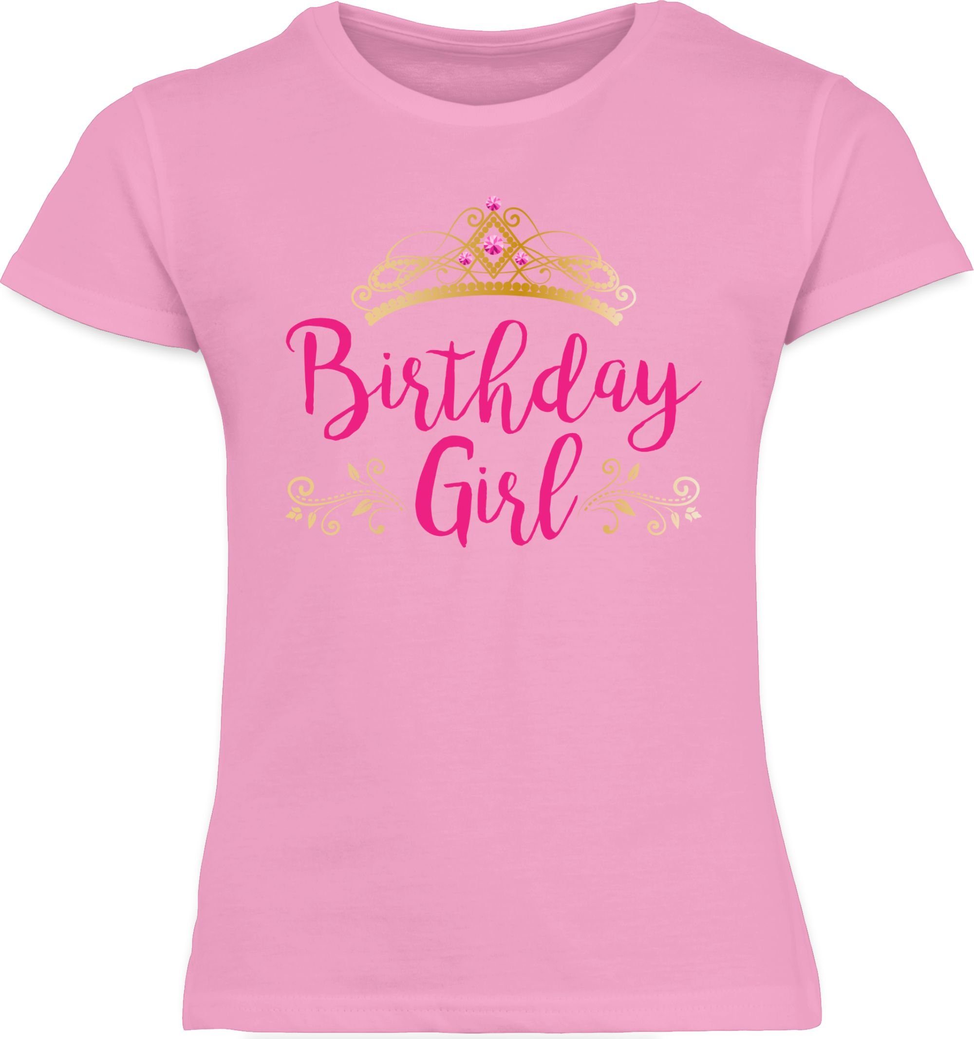 Kinder Kids (Gr. 92 -146) Shirtracer T-Shirt Birthday Girl Krone - Geburtstag Geschenk Kinder - Mädchen Kinder T-Shirt Kindergeb