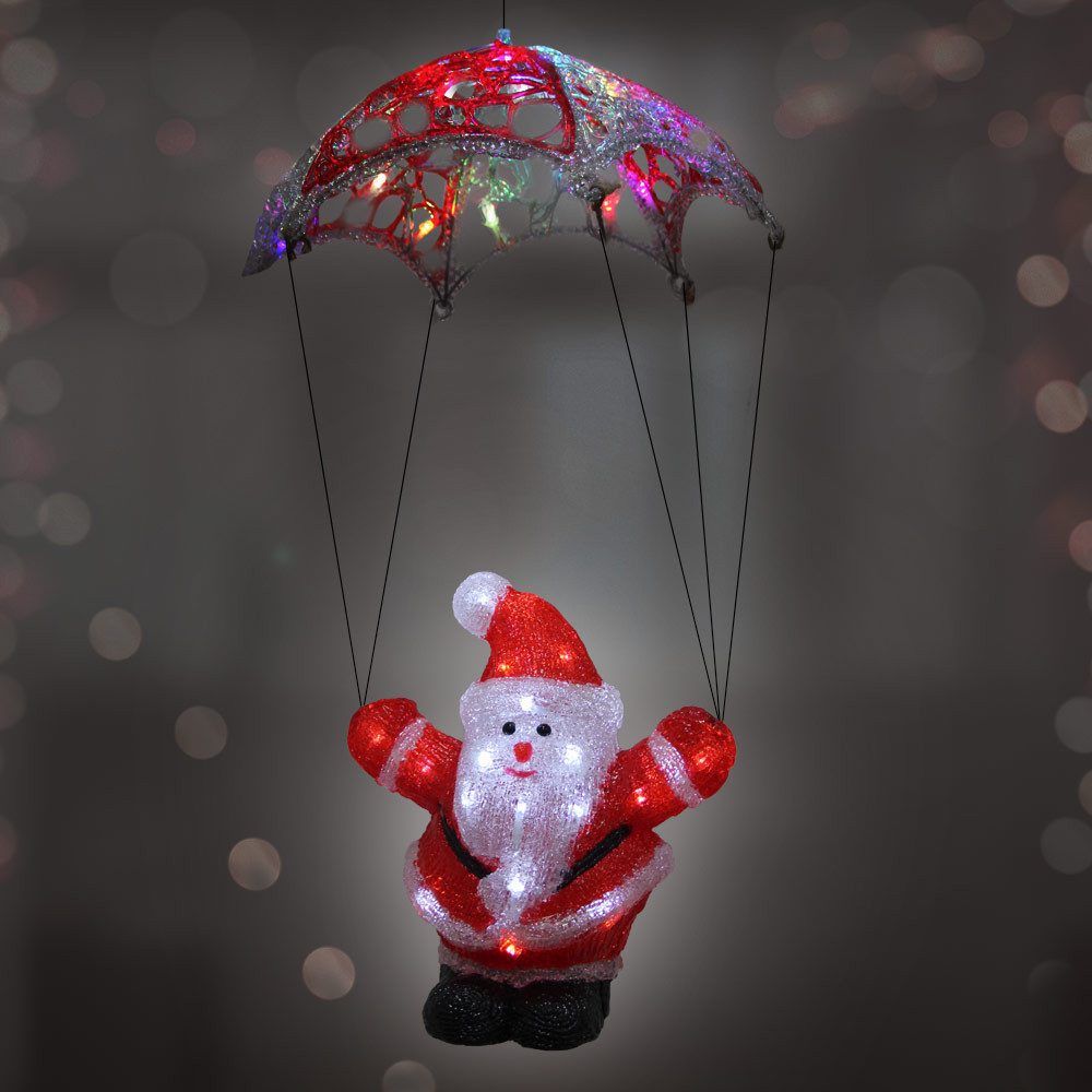Deuba Dekofigur, Acryl Figur mit LED Weihnachtsmann Außen Innen 60x20x16cm Groß