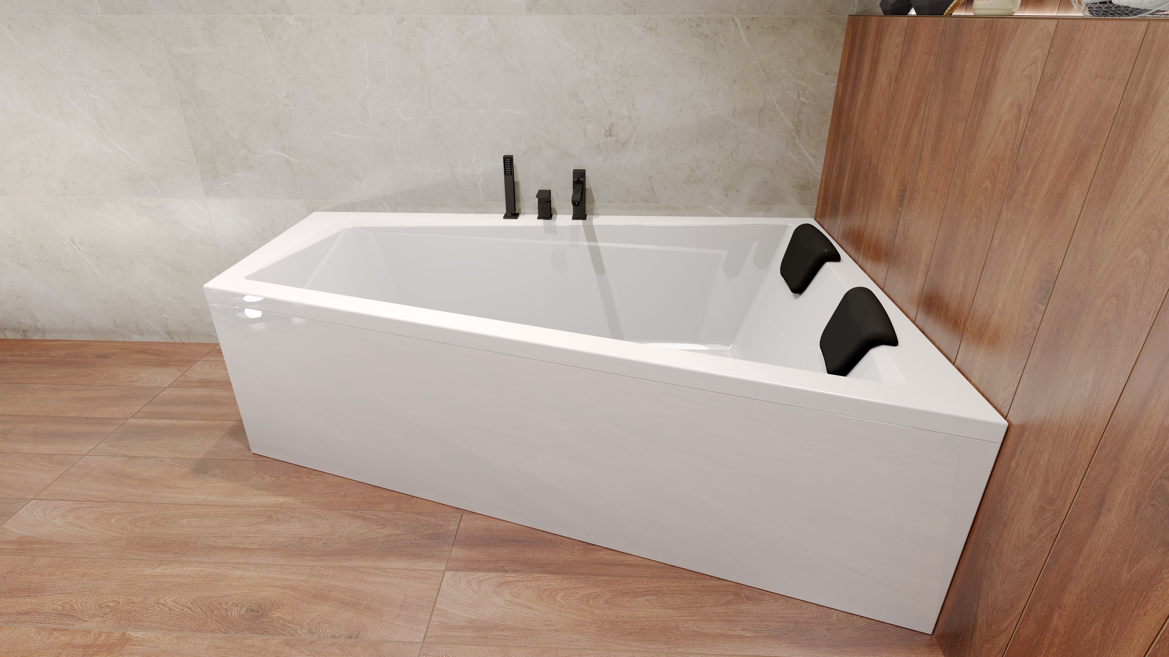 KOLMAN Badewanne Rechteck INTIMAS 150x85 Rechts + 1 Wannenkissen
