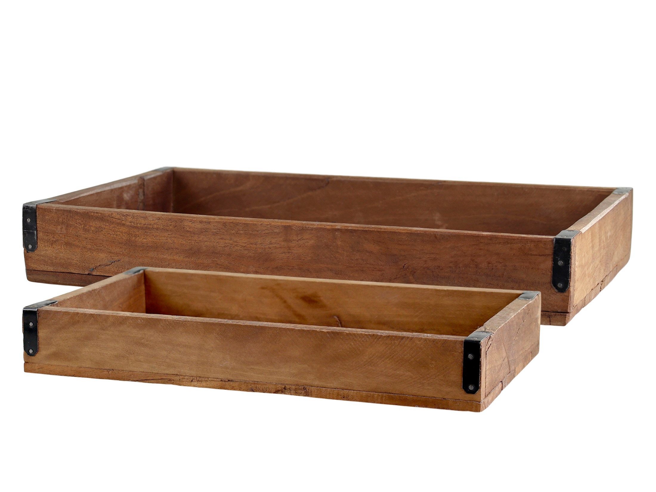Chic Antique Dekotablett Holzkiste Tablett aus Altholz 2er Set Chic Antique 41453-00