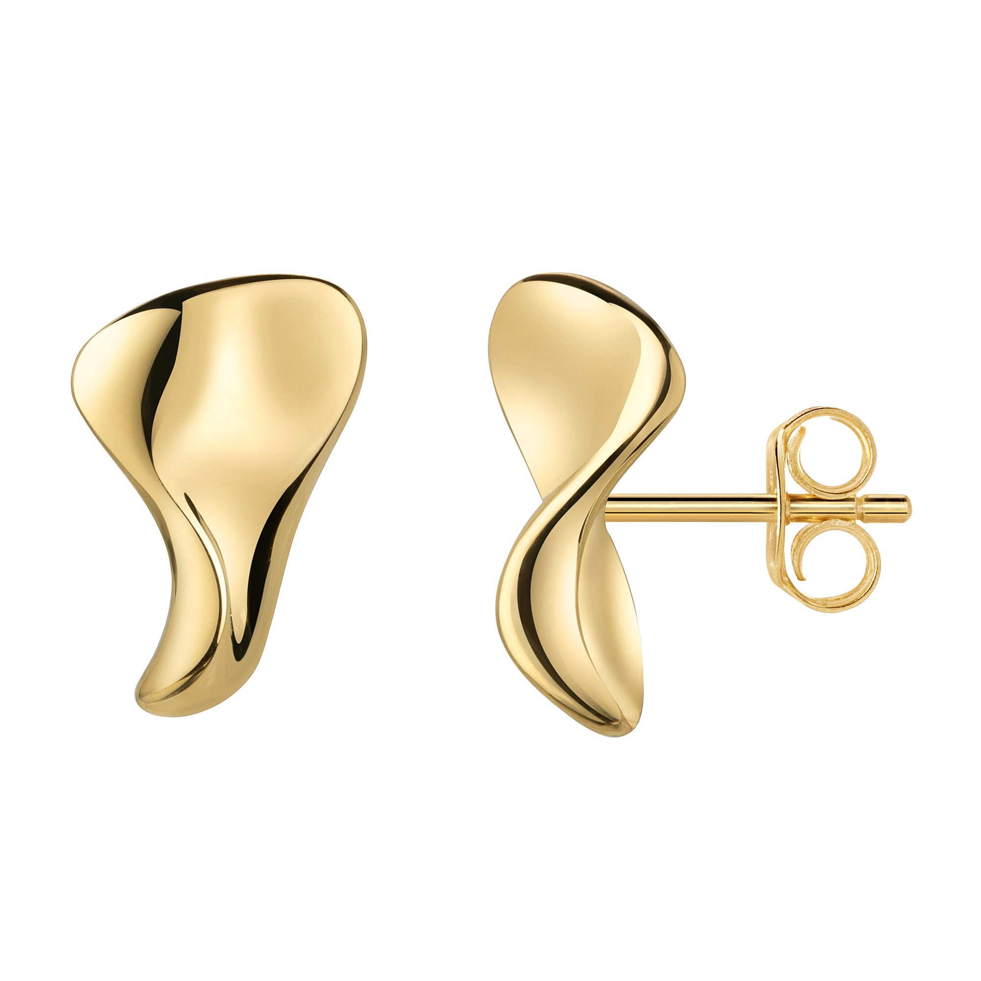 JEVELION Paar Ohrstecker Wellen Design-Ohrstecker 333 Gold (Gold Ohrschmuck, 2-tlg., für Damen und Mädchen), Goldstecker - Made in Germany