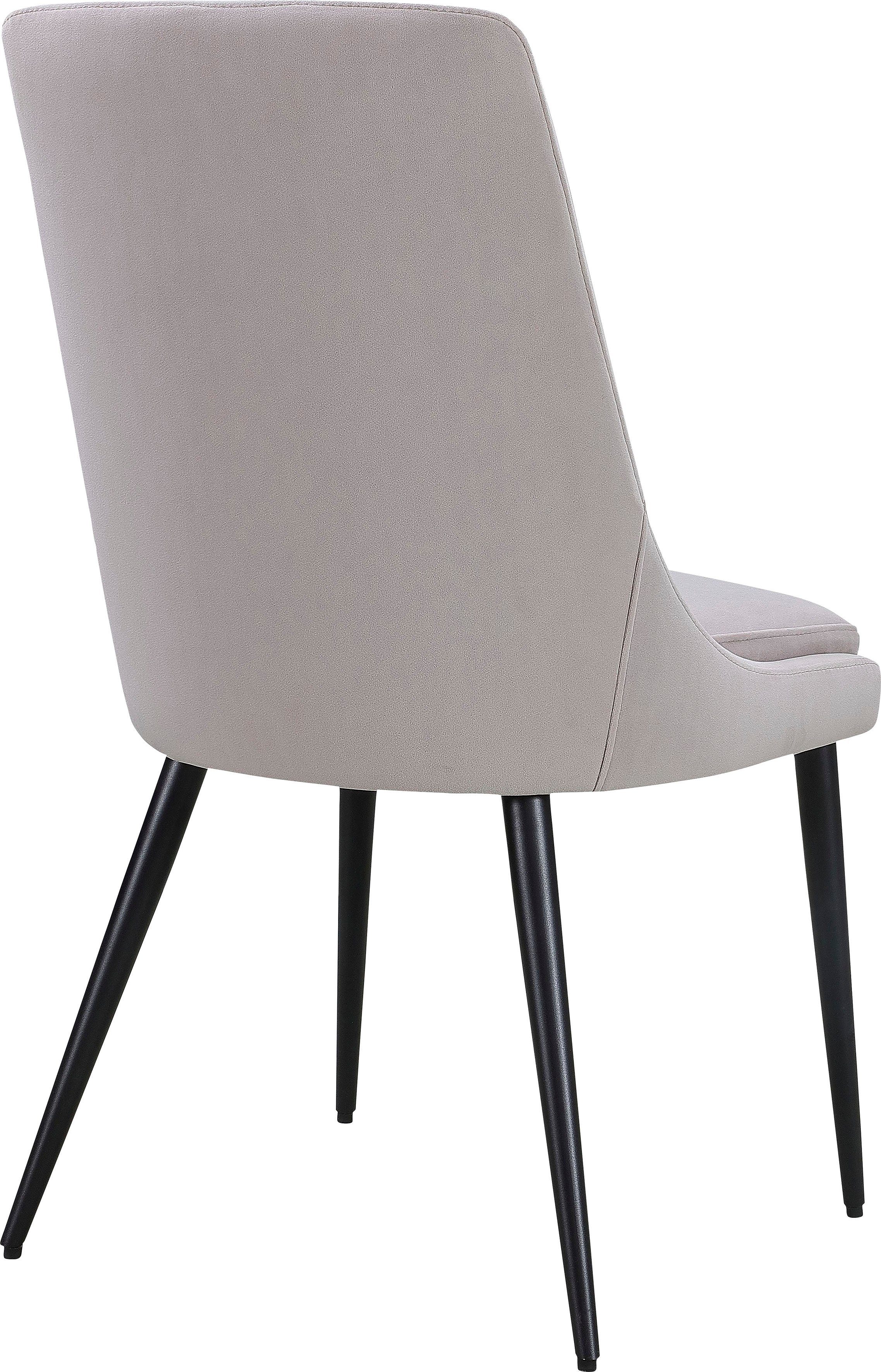 Leonique Esszimmerstuhl Winston Esszimmertsuhl in Ash Grey (1 St), Polsterstuhl, weiß, Leinenoptik, schwarze Beine, Retrostil, 51x58x94