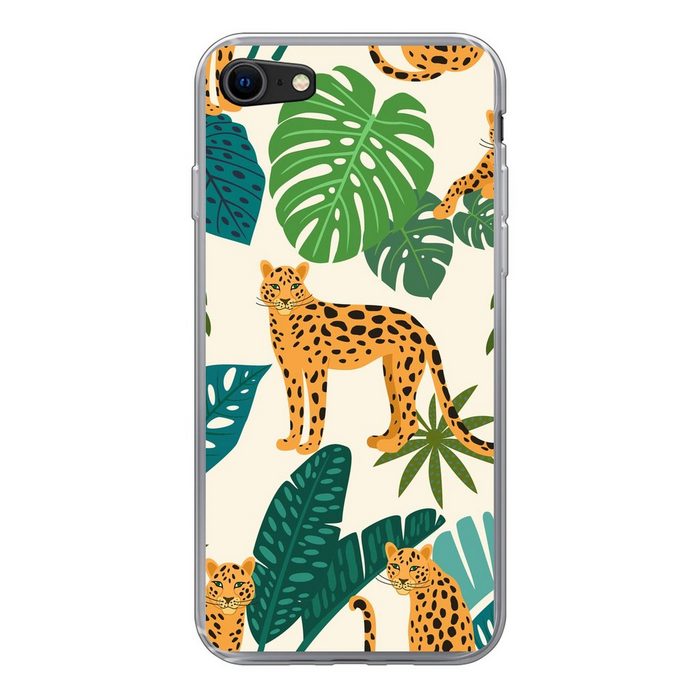 MuchoWow Handyhülle Dschungel - Leopard - Pflanzen - Muster - Mädchen - Jungen Handyhülle Apple iPhone SE (2022) Handy Case Silikon Bumper Case