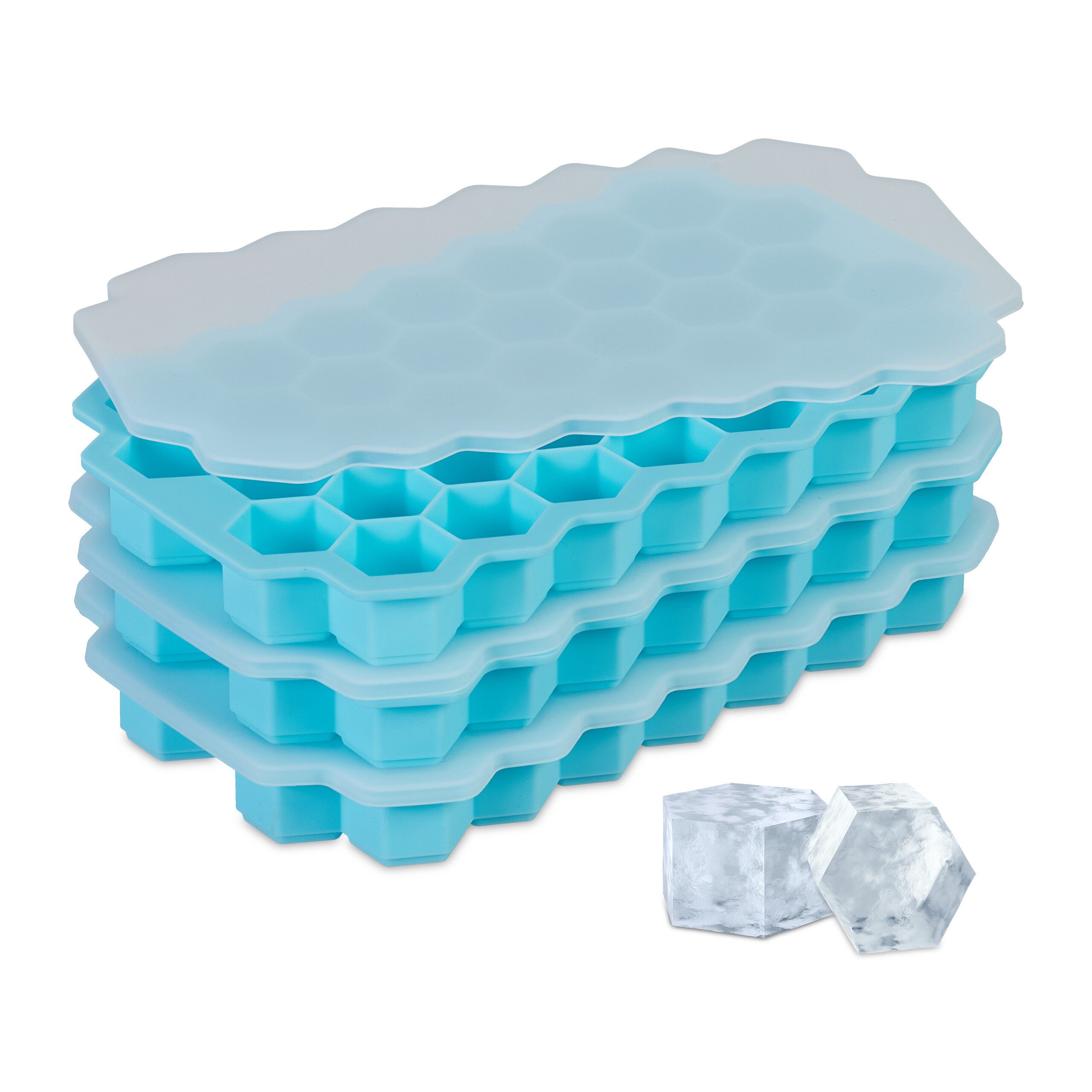 relaxdays Eiswürfelform Silikon Eiswürfelform 3er Set, (3-tlg)