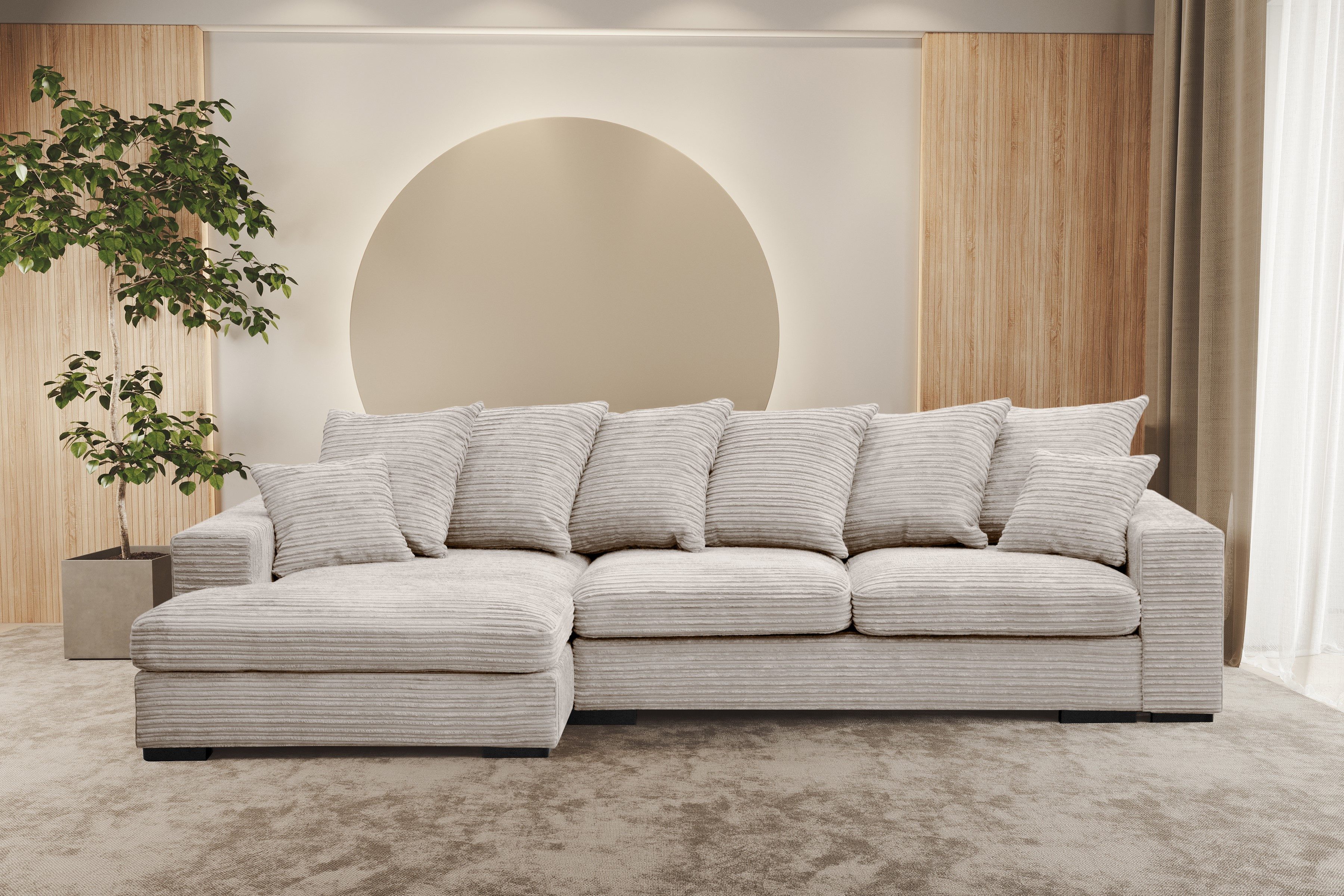 Kaiser Möbel Ottomane Ecksofa Sofa L-form, Couch L-form Gabon stoff Zoom Ottomane