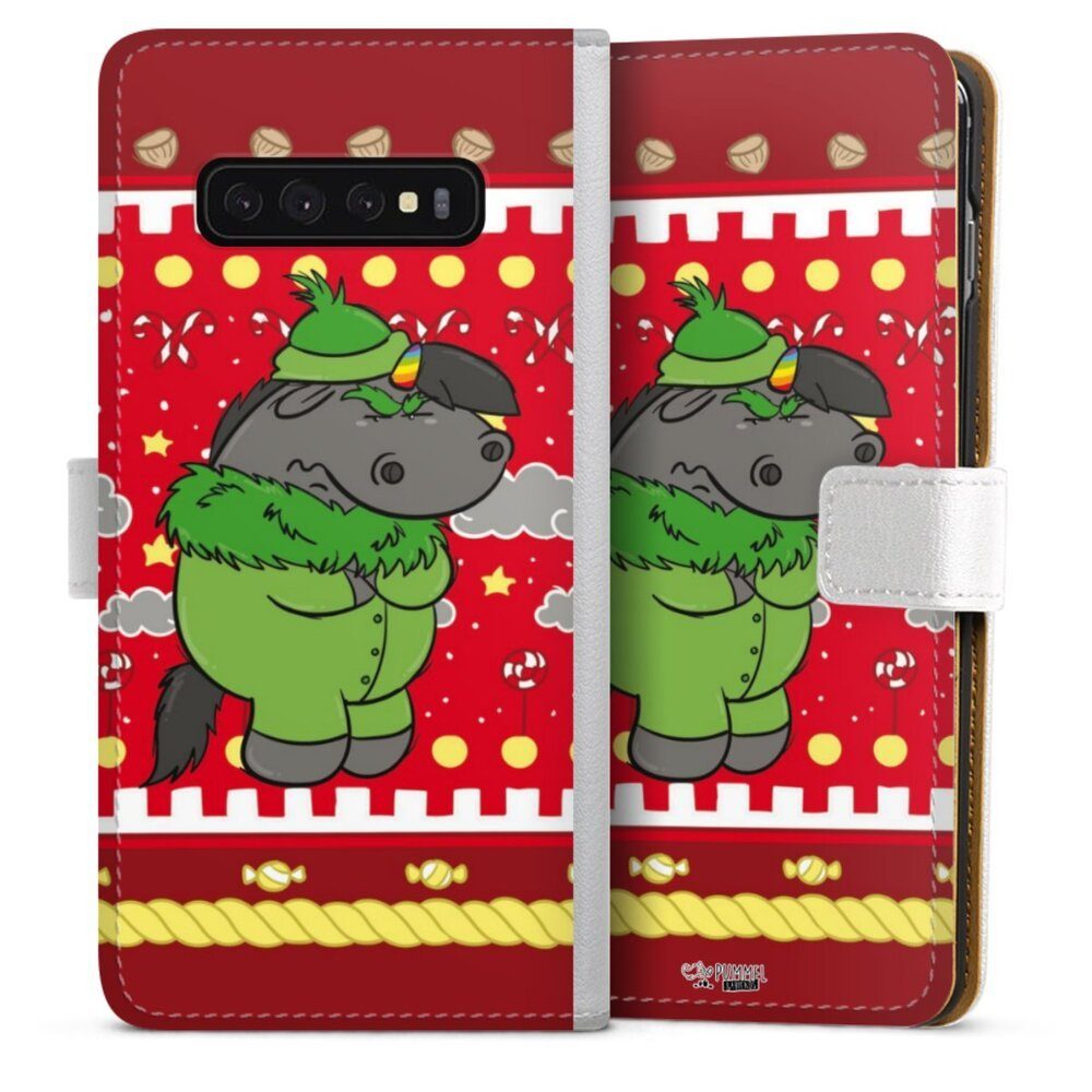DeinDesign Handyhülle Ugly Christmas Grummel Rot, Samsung Galaxy S10 Plus Hülle Handy Flip Case Wallet Cover