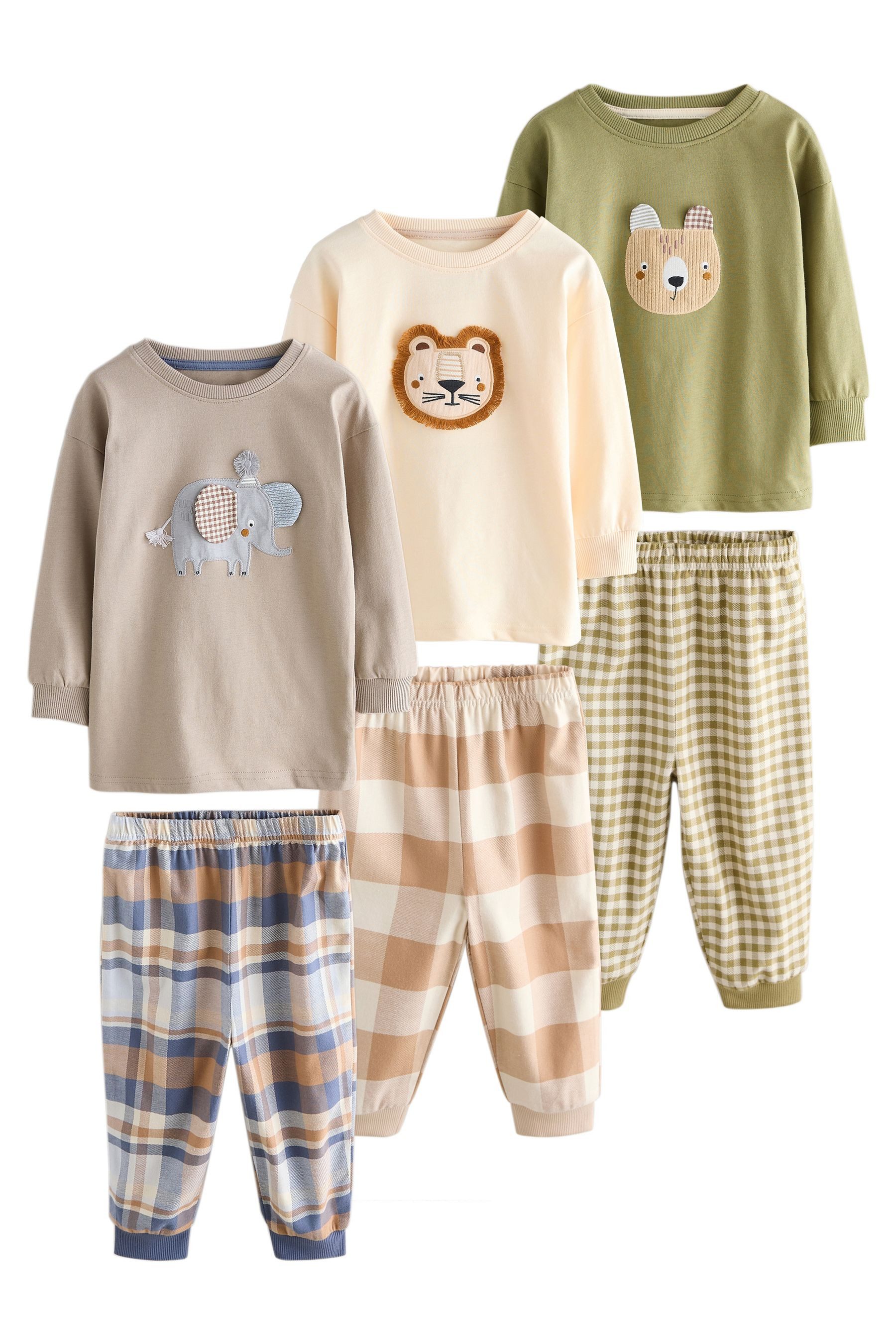 Next Pyjama Gewebte Schlafanzughose mit Karomuster, 3er-Pack (6 tlg)