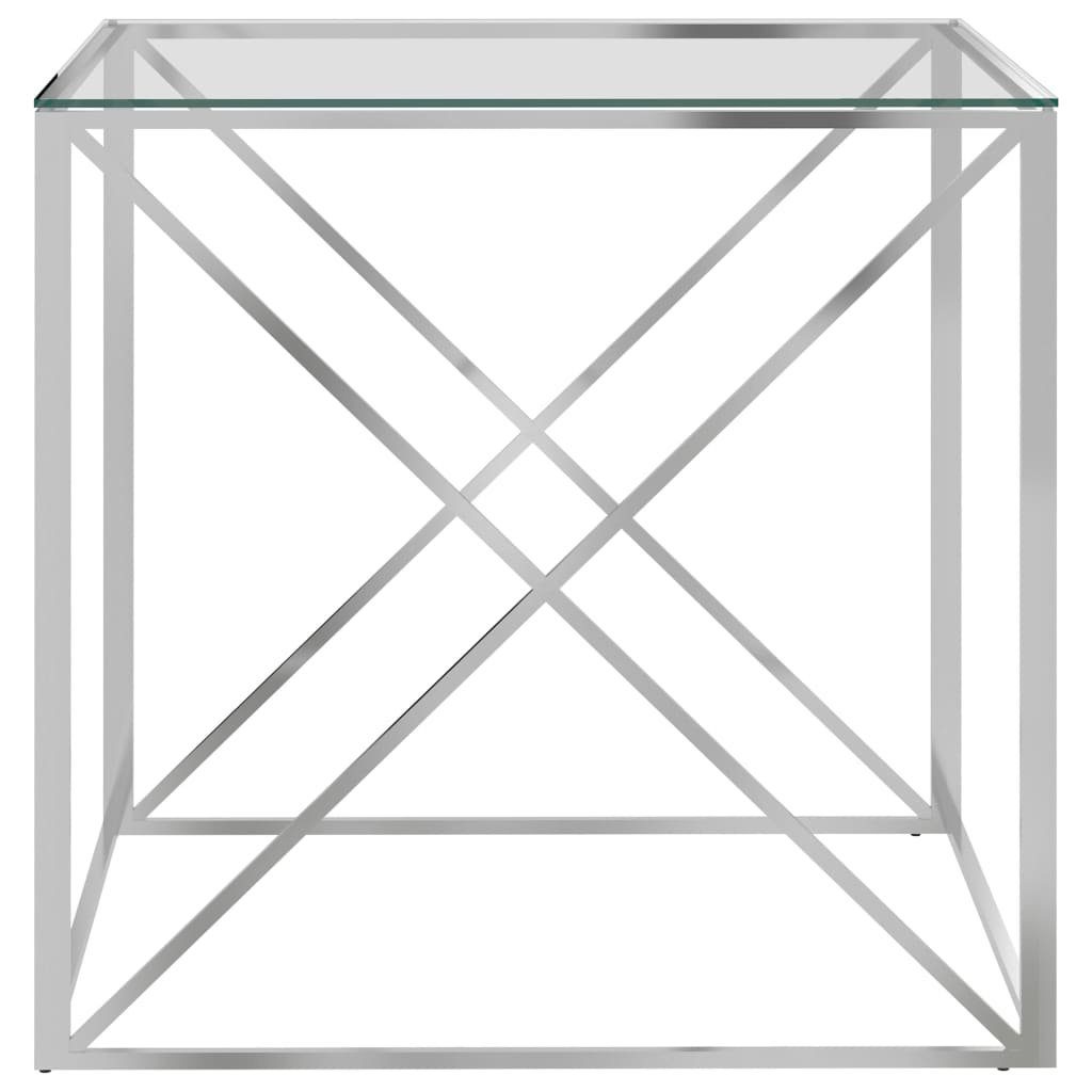 Silbern Edelstahl | cm Silber Silber vidaXL und Couchtisch Couchtisch Glas 55x55x55 (1-St)