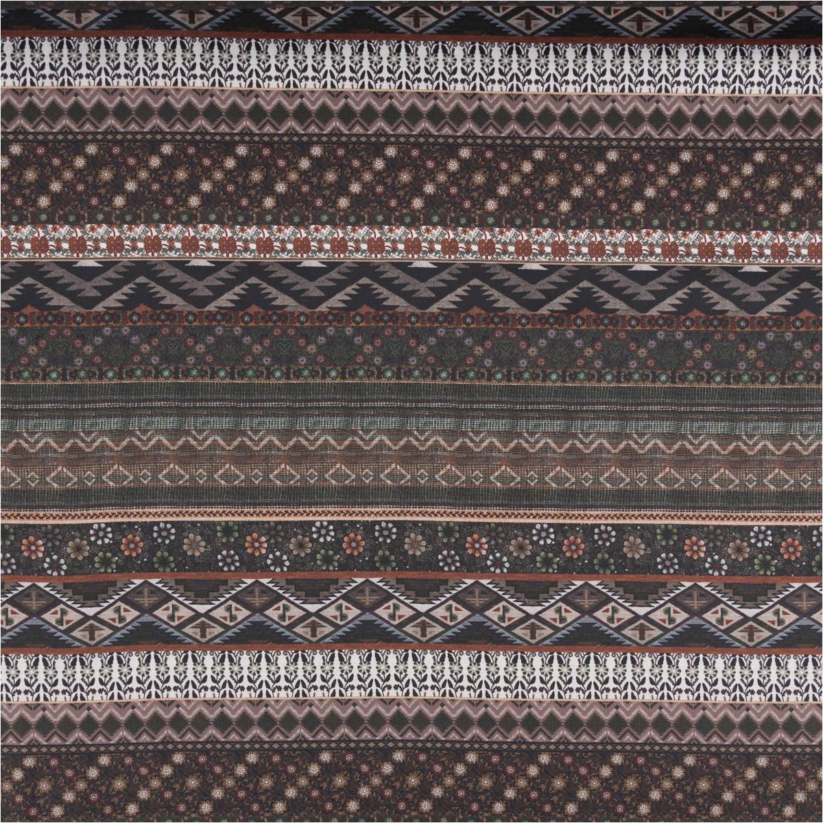 SCHÖNER LEBEN. Stoff Baumwollstoff Meterware Trachtenstoffe Trachten Ethno braun 140cm, allergikergeeignet,atmungsaktiv,pflegeleicht
