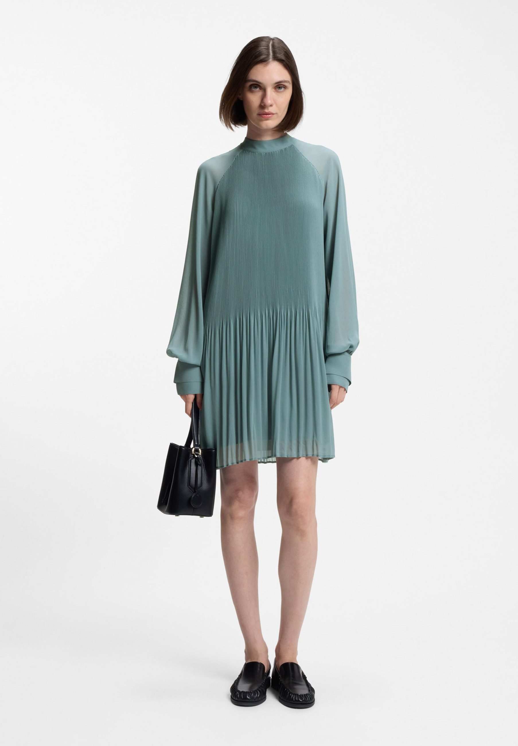 BOSS Jerseykleid Dolumi mit langen transparenten Ärmeln (1-tlg)