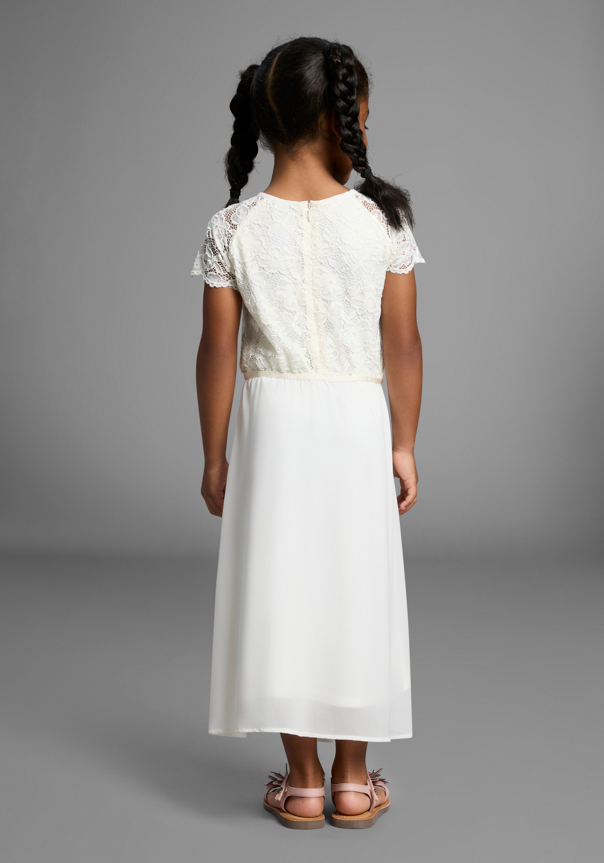 KIDSWORLD Jerseykleid Festliches Kleid mit Spitze Elegantes Kleid mit Spitze und Chiffon