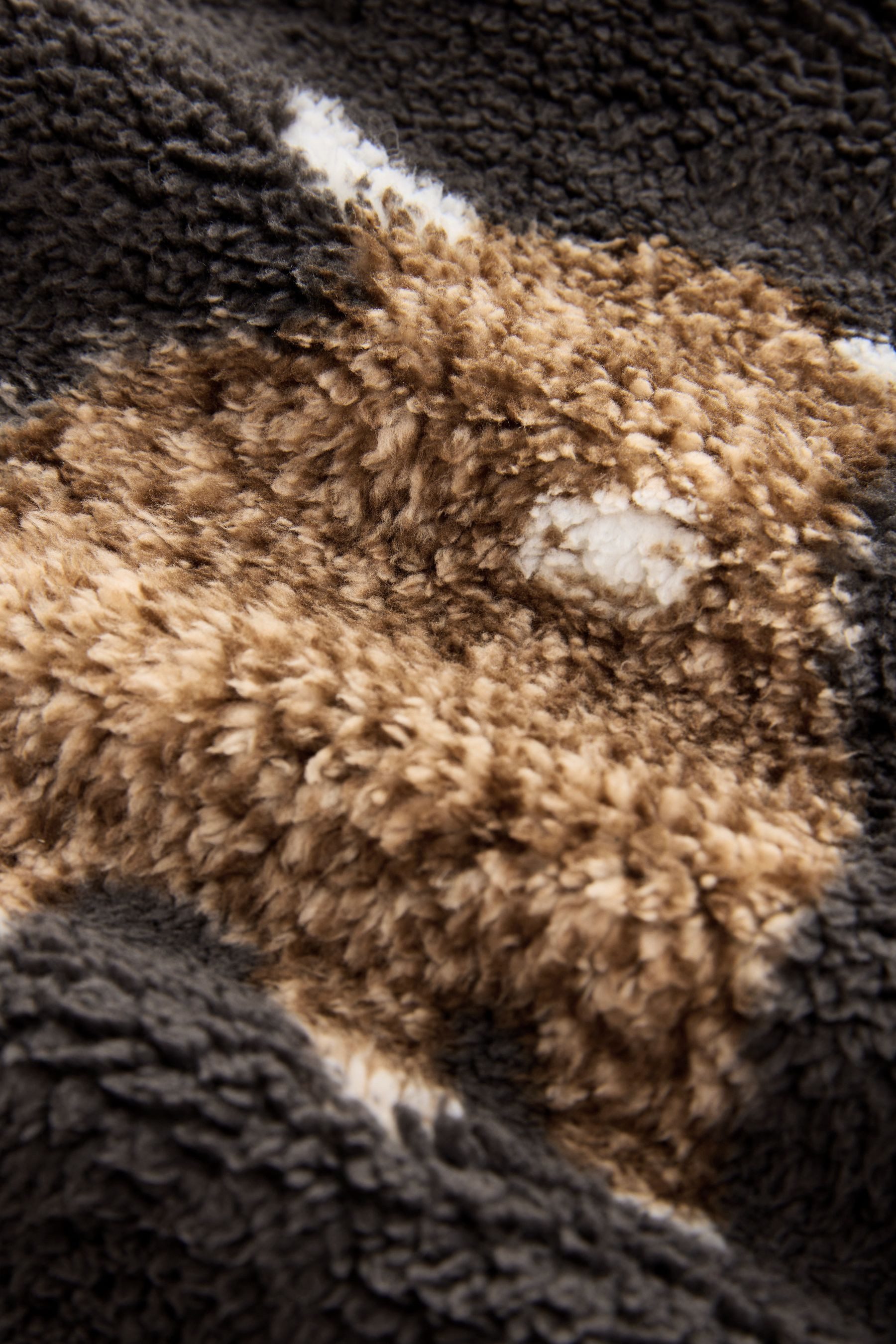 Next Fleecepullover Gemusterter Borg-Fleece mit halben Reißverschluss (1-tlg)