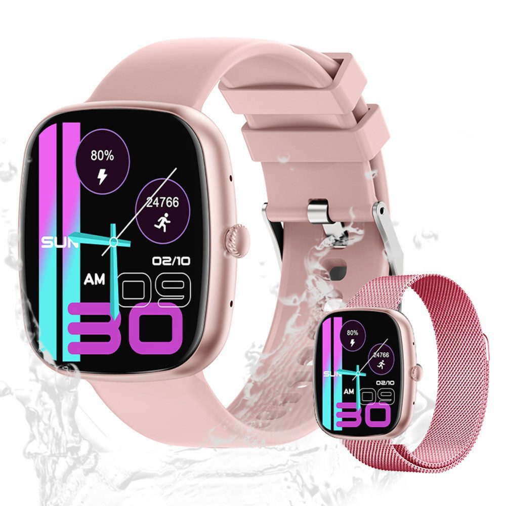 Zevelora Herren und Damen Fitness-Tracker mit Telefonfunktion IP68 wasserdicht Smartwatch (4,65 cm/1,83 Zoll, Android/iOS), 1-tlg., mit austauschbarem weichem Mesharmband, Bluetooth Call Smartwatch mit Herzfrequenzmesser und Sportmodi