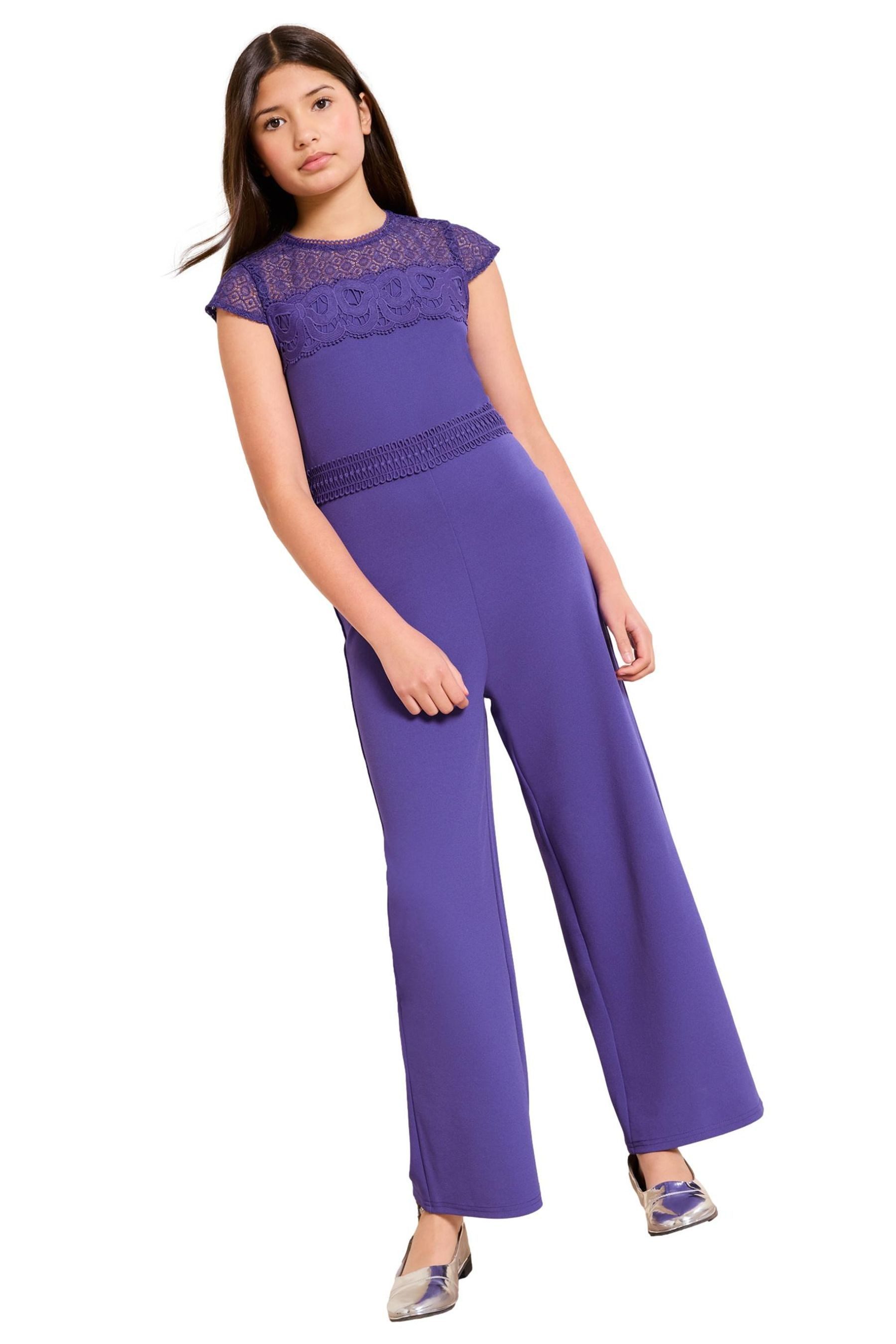 LIPSY Jumpsuit Lipsy festlicher Scuba-Jumpsuit, Schleife + Spitze (1-tlg)
