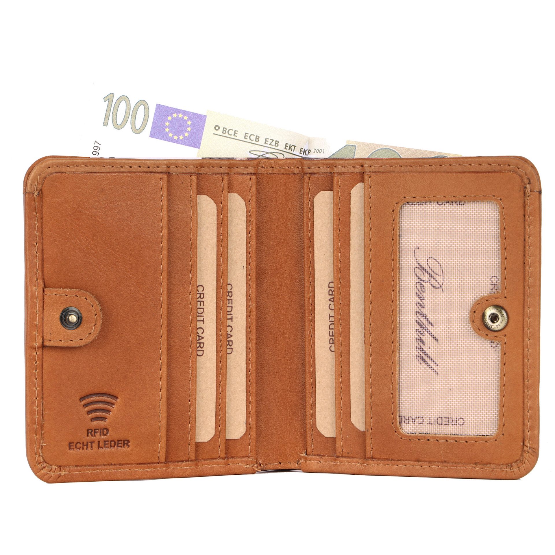 Benthill Geldbörse Klein Echtleder Damen Herren Mini Portemonnaie Minibörse RFID Slim, RFID-Schutz Kartenfächer Münzfach Reißverschlussfach – Bild 4 von 5