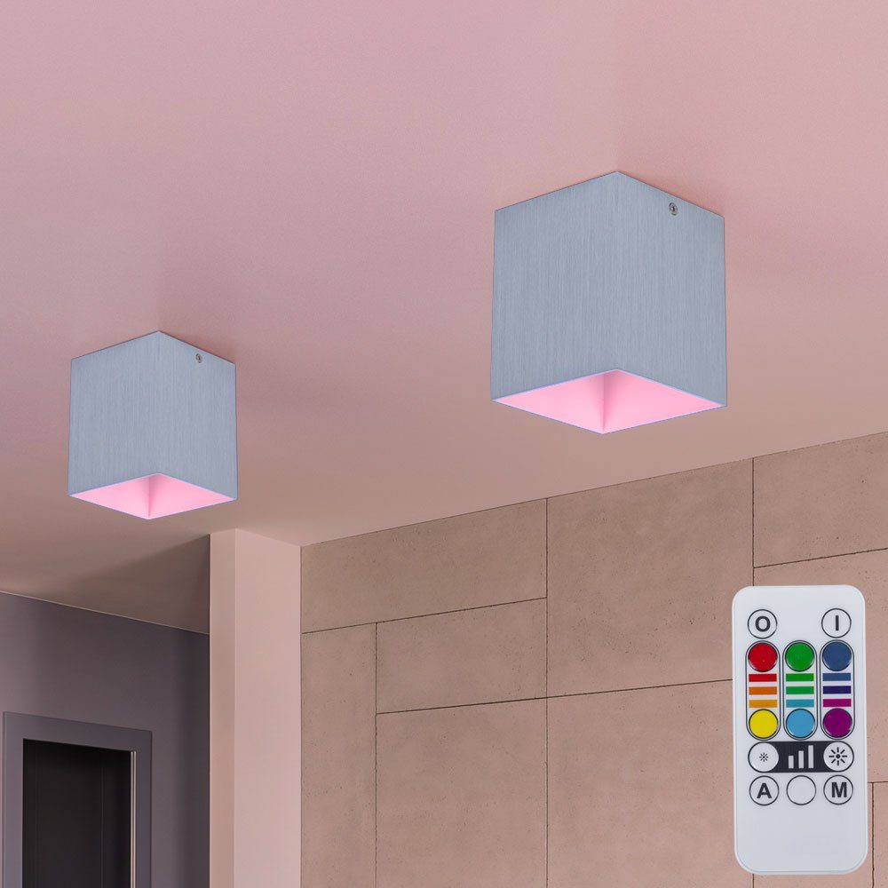 etc-shop LED Einbaustrahler, Leuchtmittel inklusive, Warmweiß, Farbwechsel, 2er Set Aufbau Decken Leuchte Wand Wohnraum Lampen