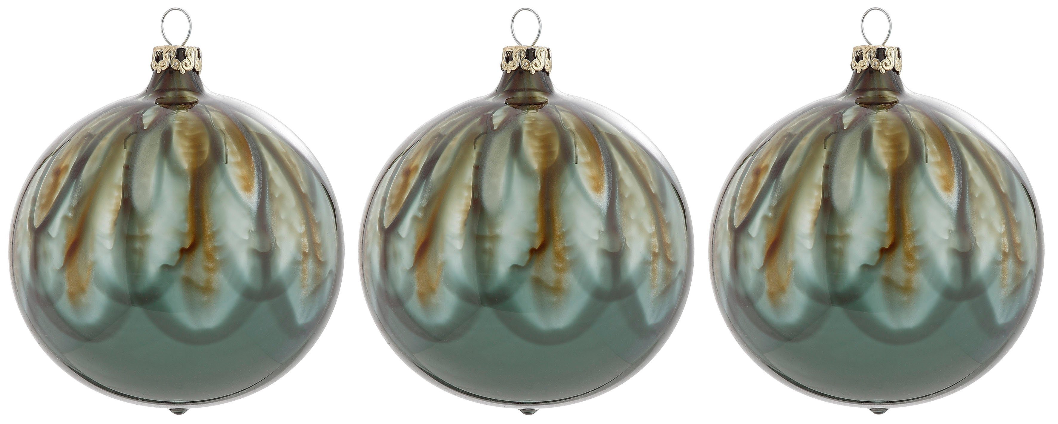 Tropfeneffekt (3 St), Glas Essone, Christbaumkugeln aus Glas, Weihnachtsdeko, Leonique Christbaumschmuck, mit Weihnachtsbaumkugel